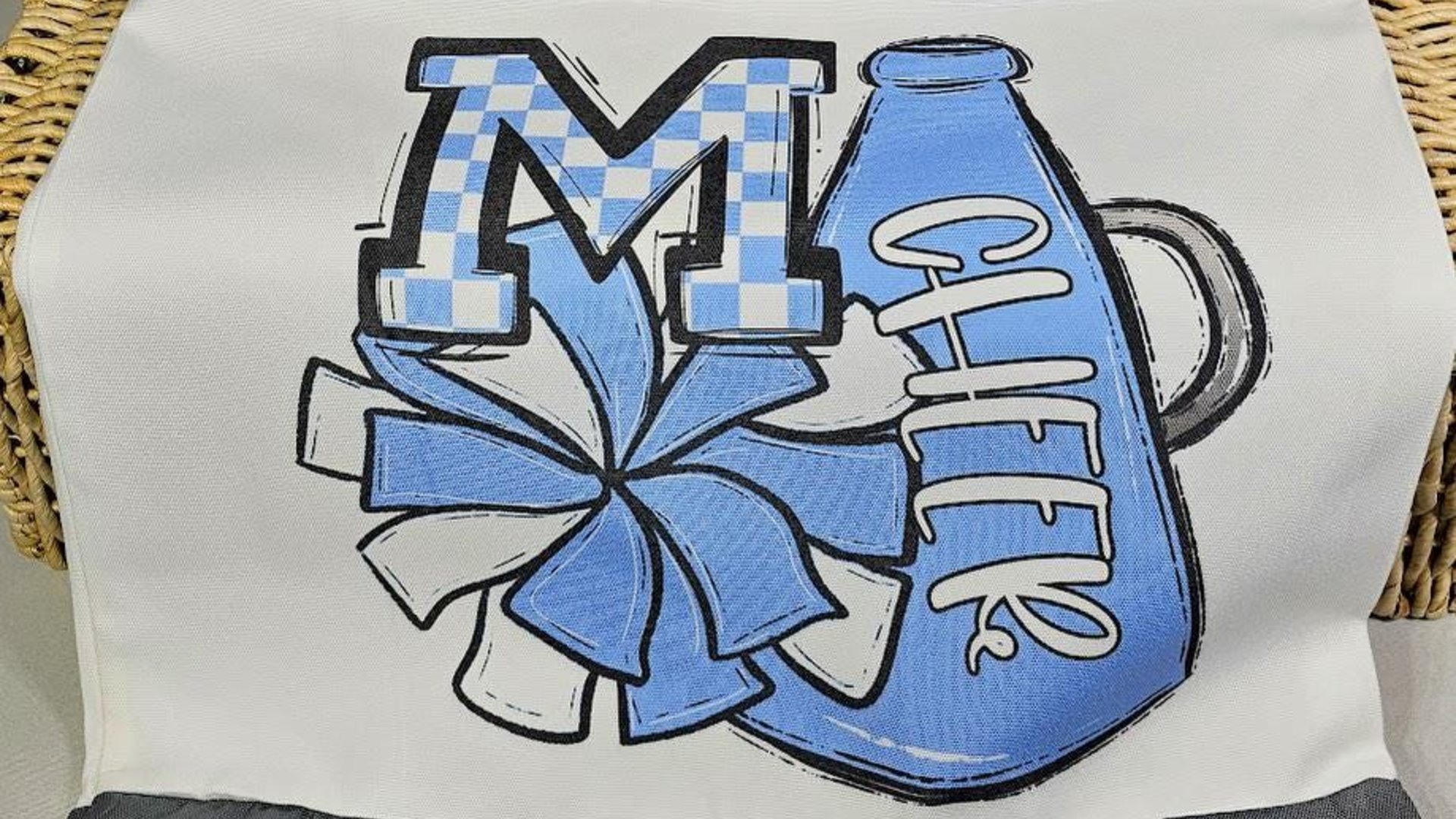 personalized Carolina blue cheer coach tote bags for women, cheer squad gifts, initial tote bag for teen girls, cheerleader gifts for girls