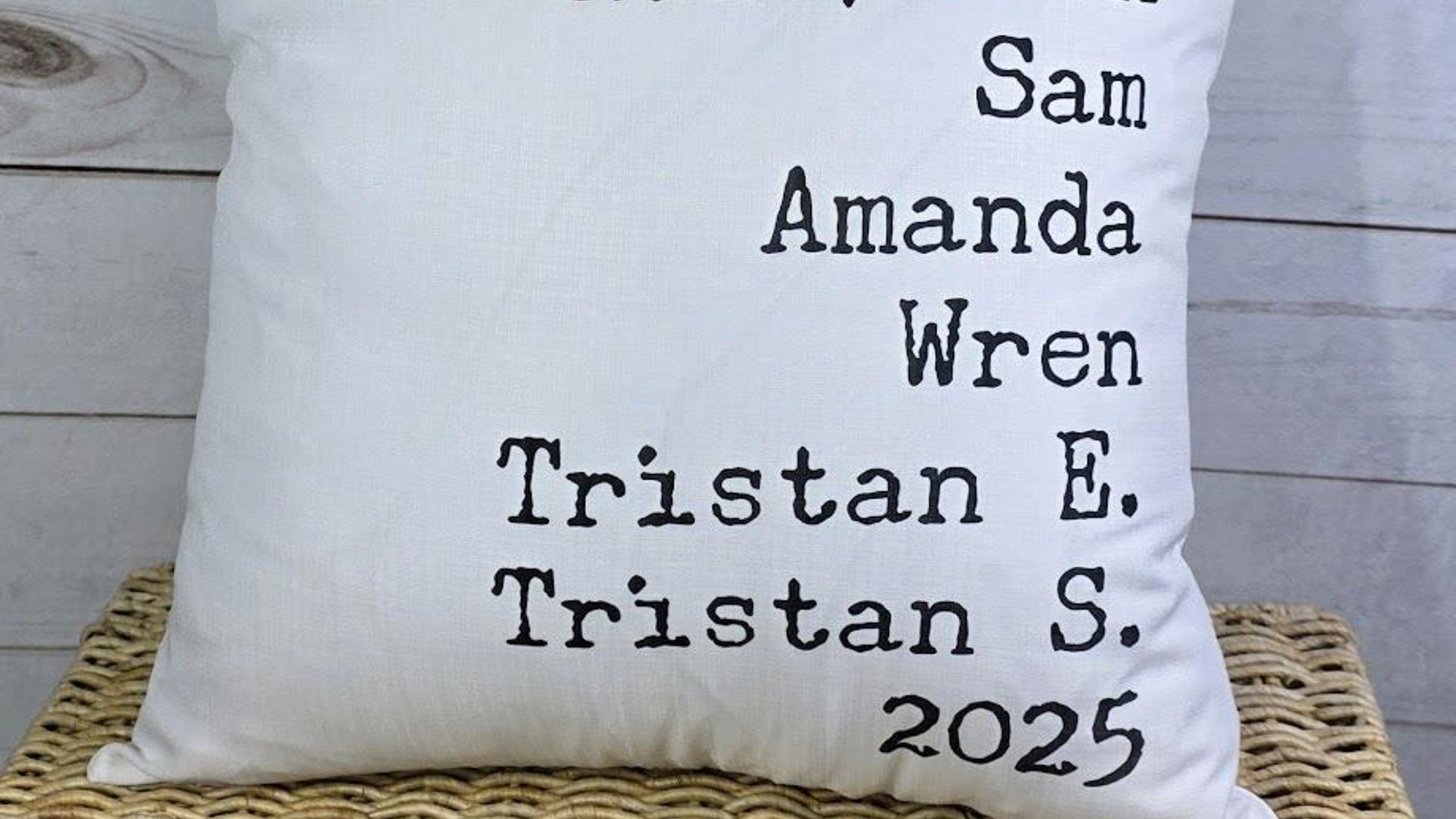 personalized family names throw pillow for bed, pet name pillow, unique anniversary gift for couple, dog parent gift, modern farmhouse decor