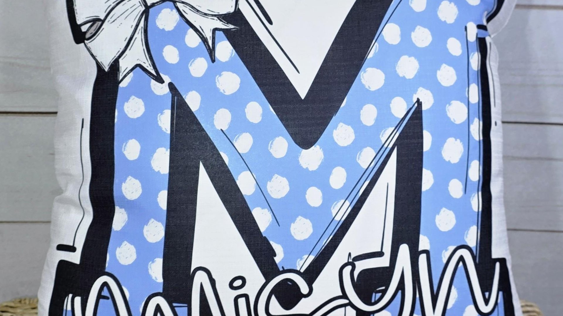 personalized initial throw pillows for couch custom Columbia blue dorm pillows for girls, secret Santa gifts for teenage girls, college