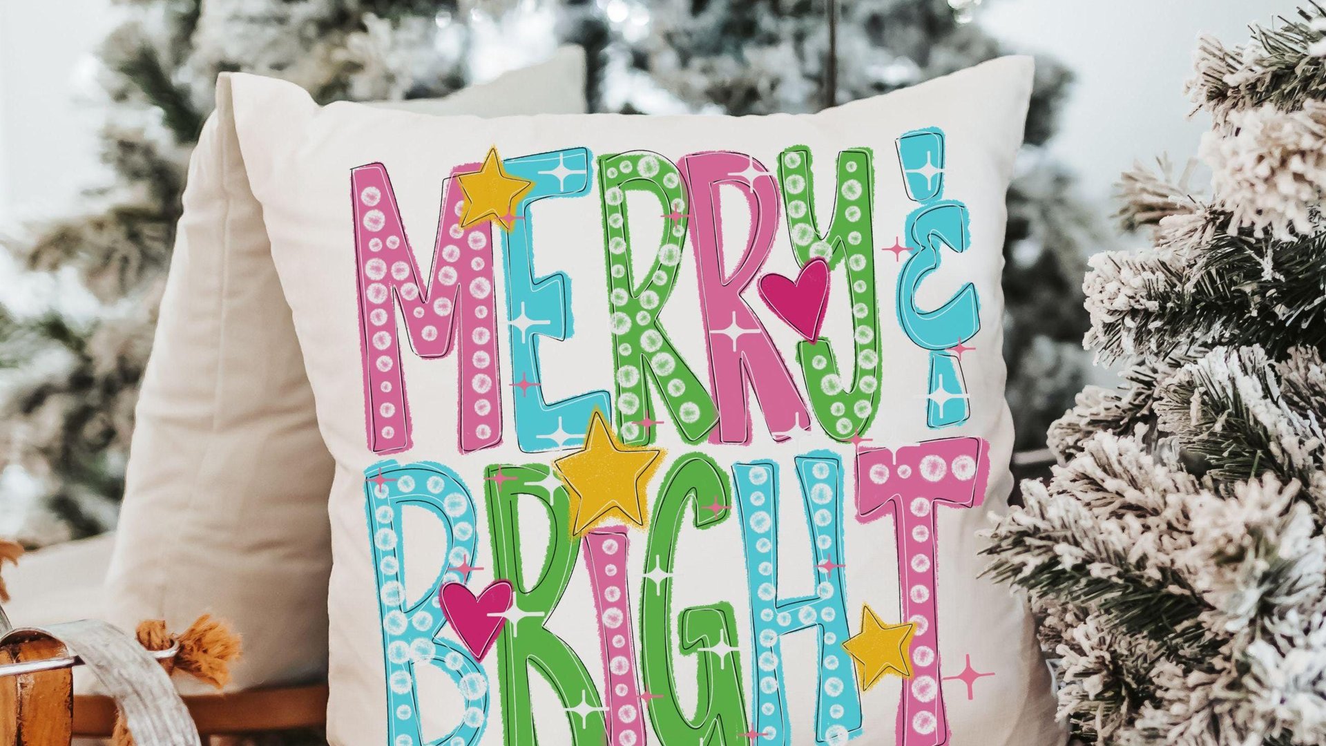 Merry and bright decorative throw pillows