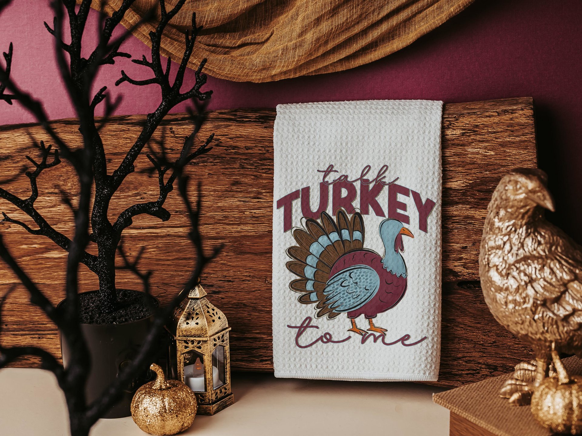 talk turkey to me Thanksgiving kitchen towels for fall, turkey day hand towels for autumn, Friendsgiving gifts for girlfriends, funny gifts