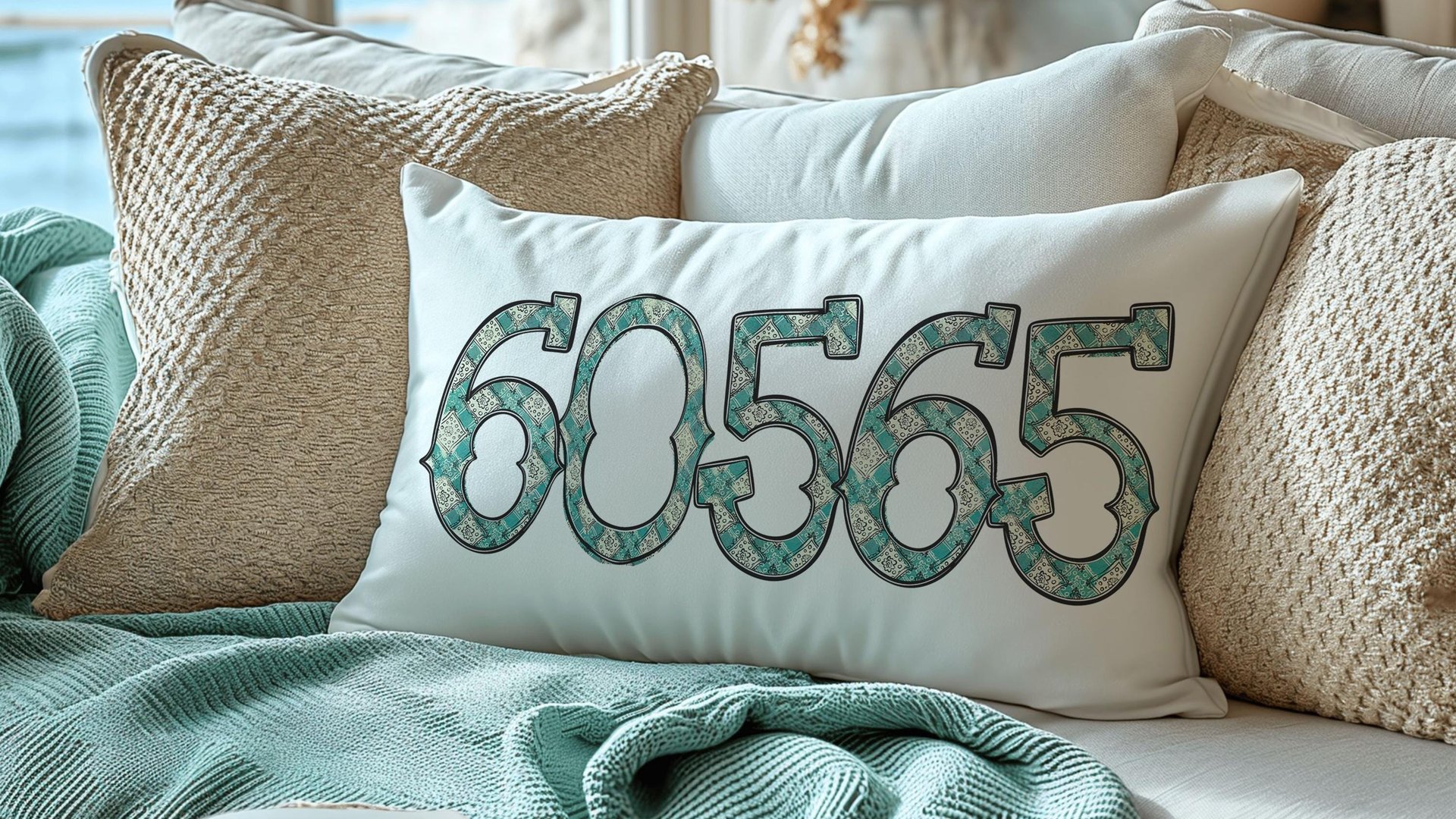 custom zip code pillow for couch, real estate agent gift, turquoise bandana print long pillow covers 12 x 20, country girl gifts, realtor