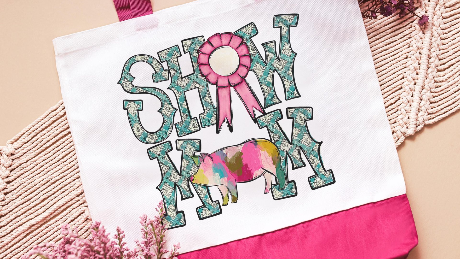 show mom pig tote bags for women, raising pigs country girl gifts, farmers market bag for sister, Berkshire pig gifts for pig lovers, Duroc