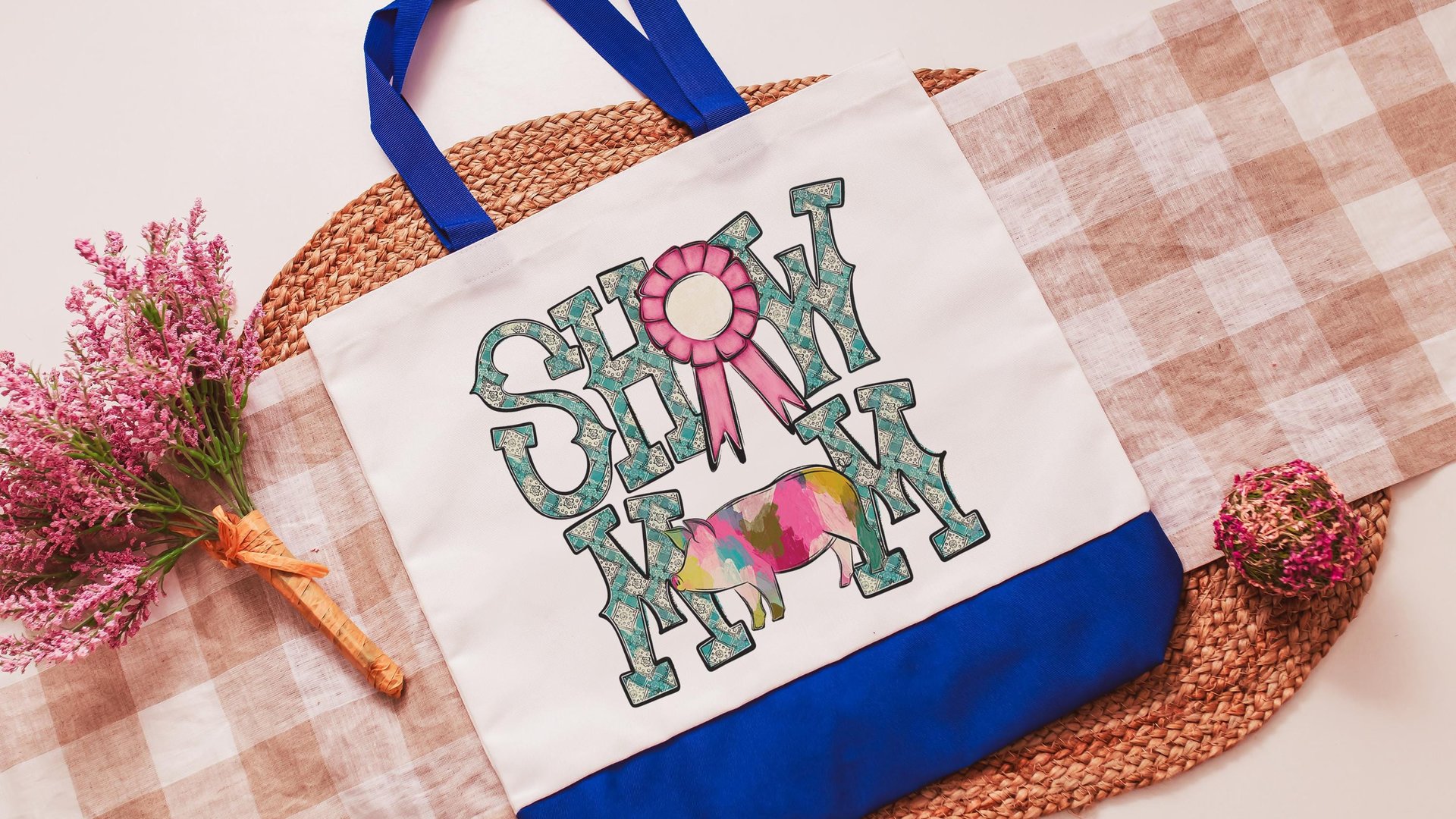 show mom pig tote bags for women, raising pigs country girl gifts, farmers market bag for sister, Berkshire pig gifts for pig lovers, Duroc