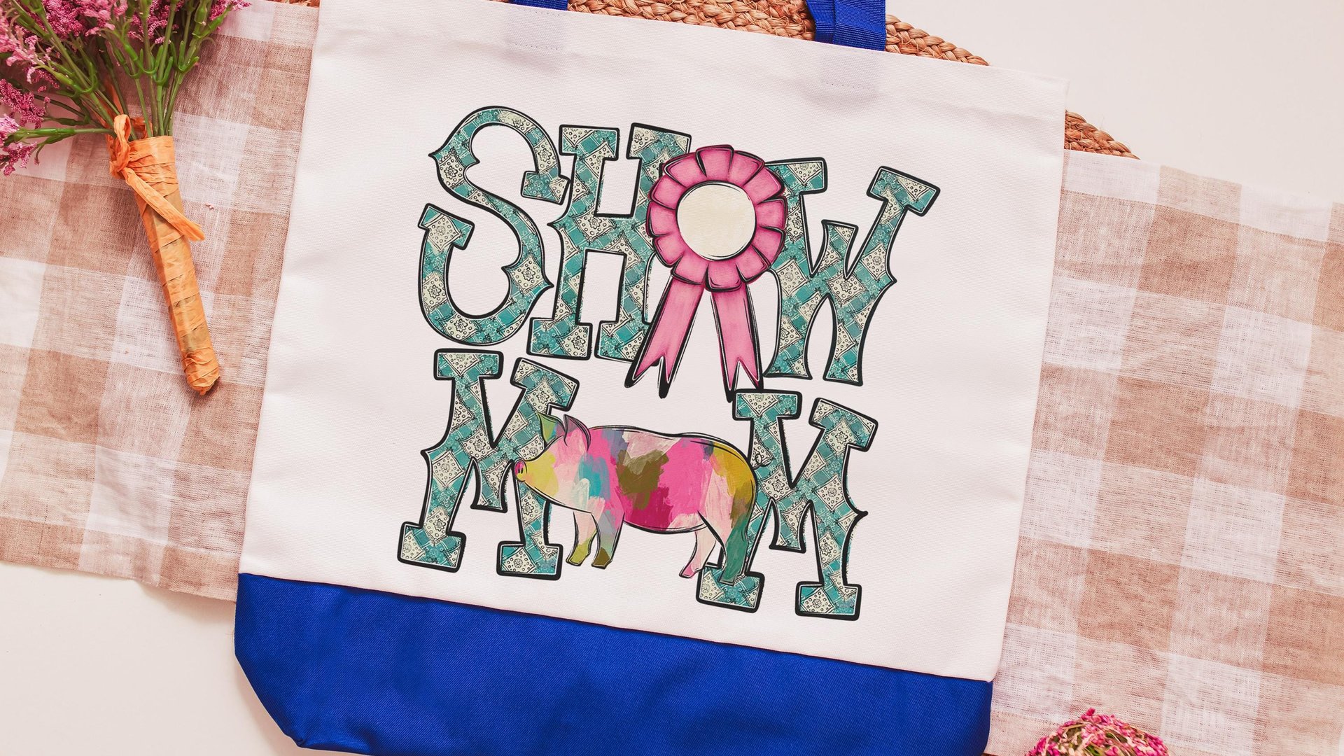 show mom pig tote bags for women, raising pigs country girl gifts, farmers market bag for sister, Berkshire pig gifts for pig lovers, Duroc