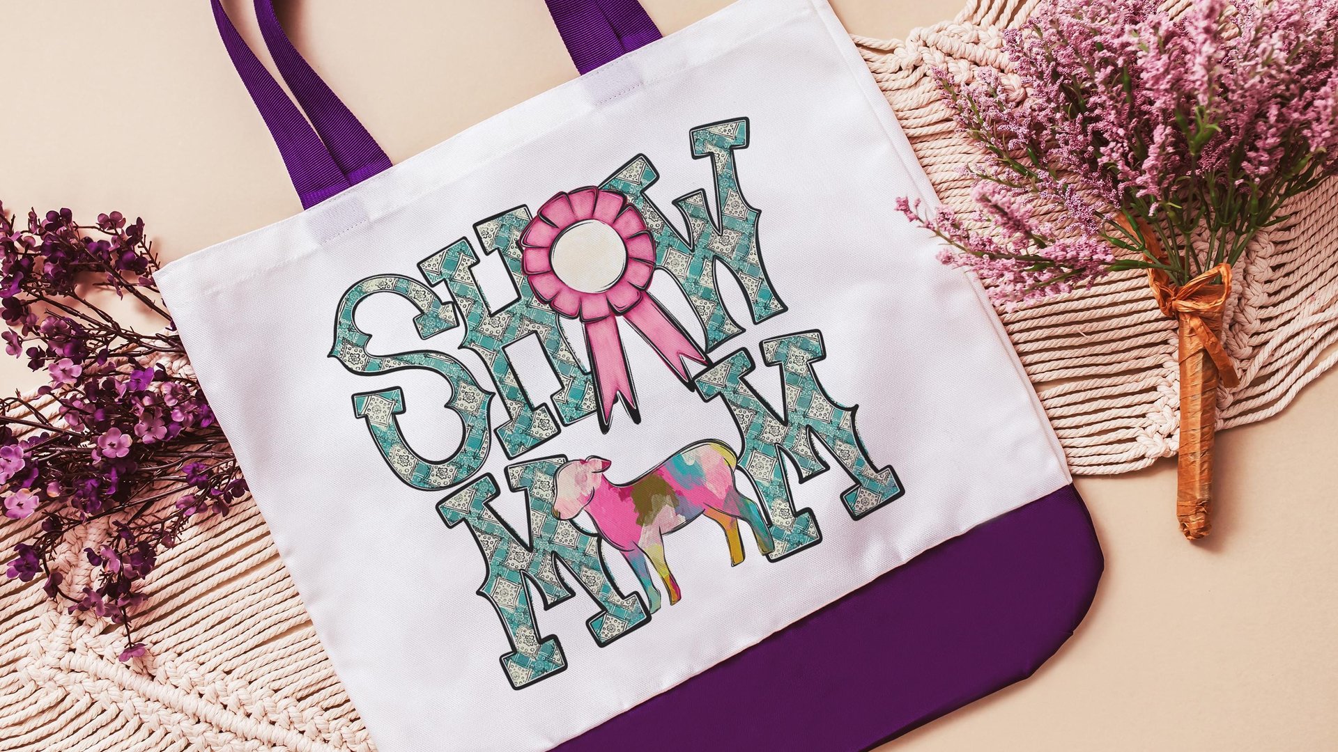 show mom sheep tote bags for women, raising sheep farmers market bag, Dorset sheep gifts for her, Hampshire sheep Christmas gifts for ladies