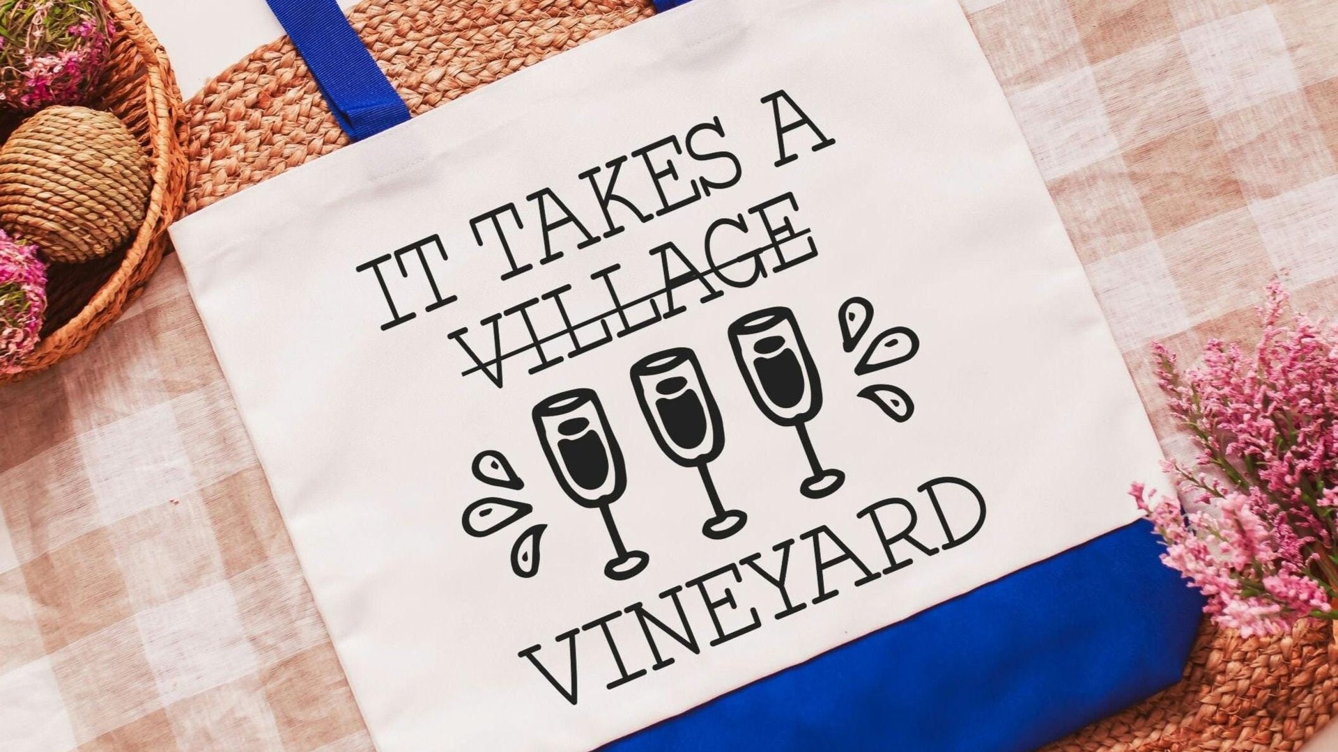 funny tote bag for women, wine gifts for Mom, reusable shopping bag, wine birthday gifts for best friend, vineyard bridal shower favors for