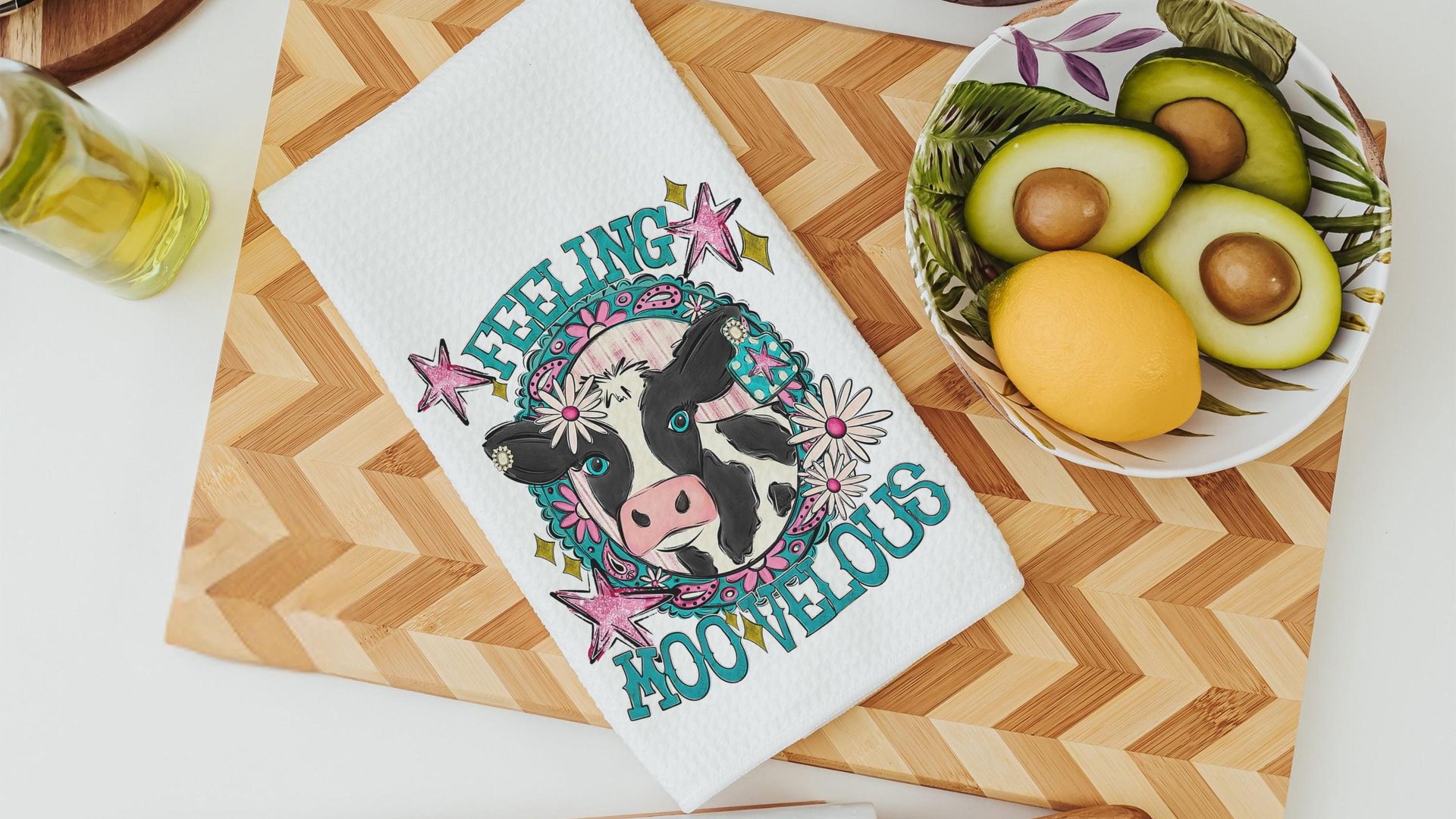 funny cow kitchen towels for gifts, cowgirl hand towel for guest bathroom, whimsical home decor gift for her, cute cow gifts for cow lovers