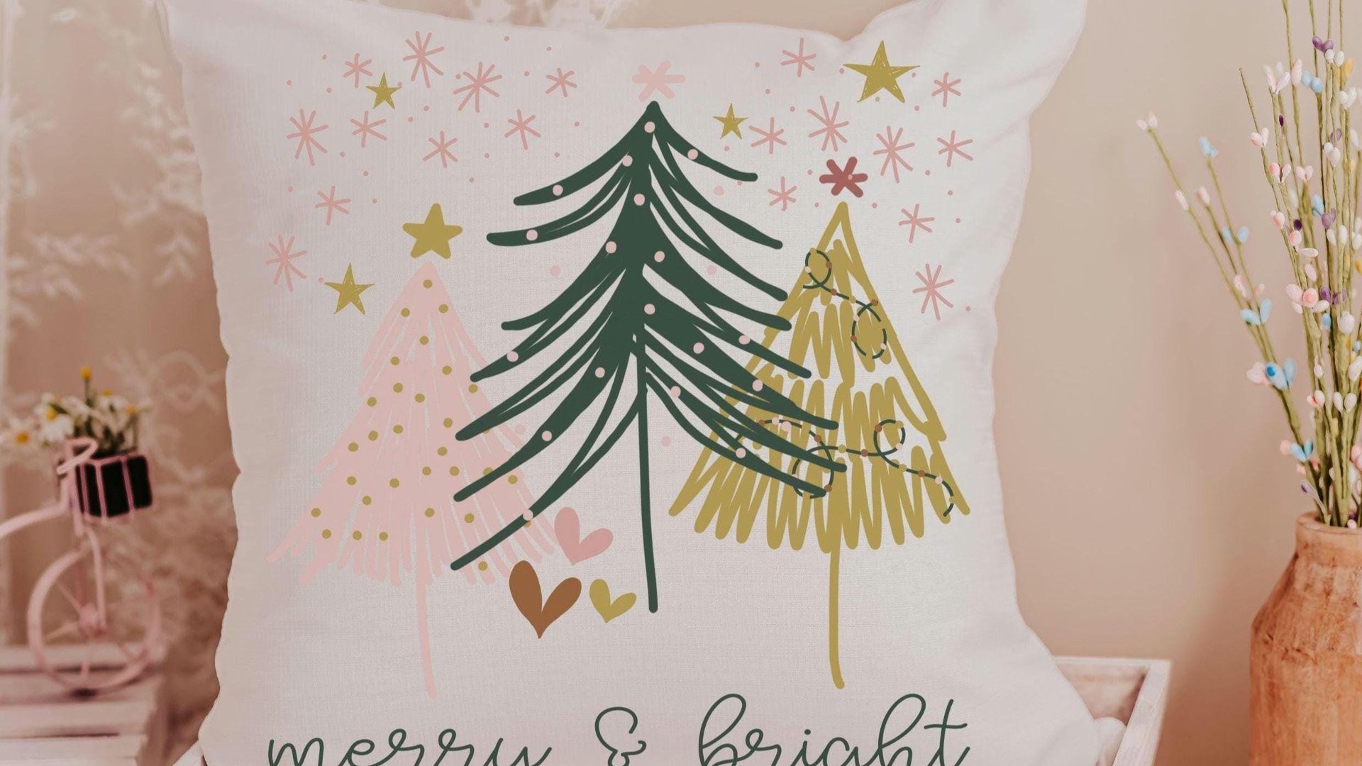 Merry and bright holiday throw pillows