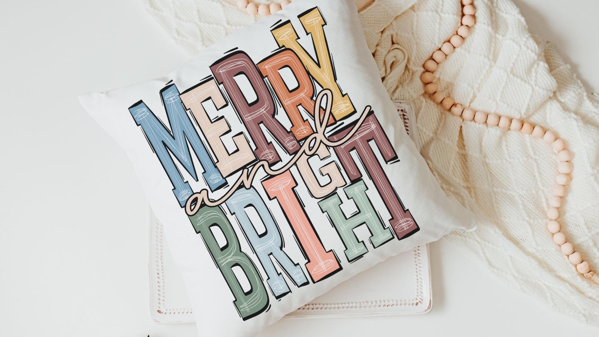 Merry and bright boho throw pillows
