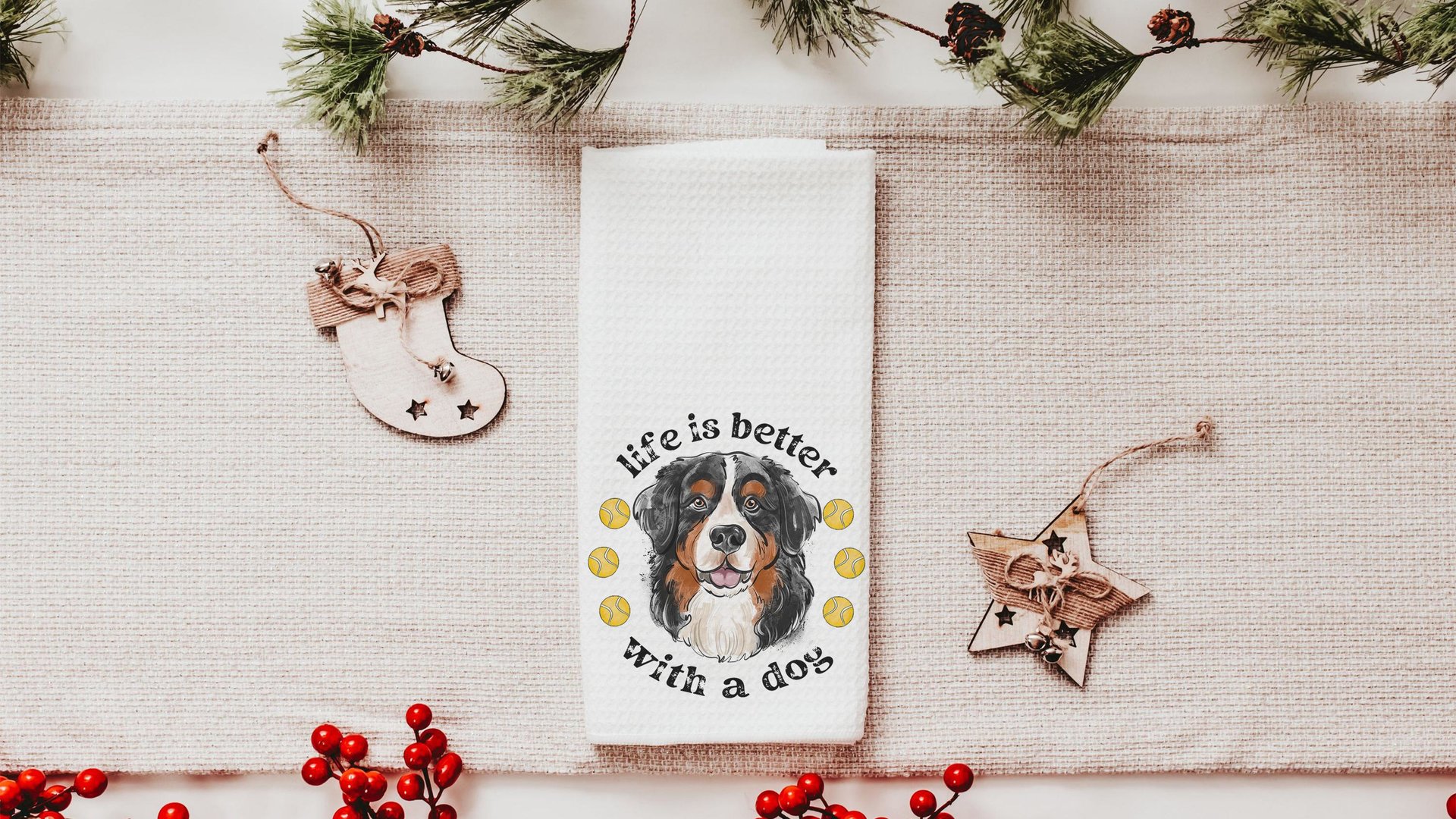 Life is better with a dog throw pillow & towel