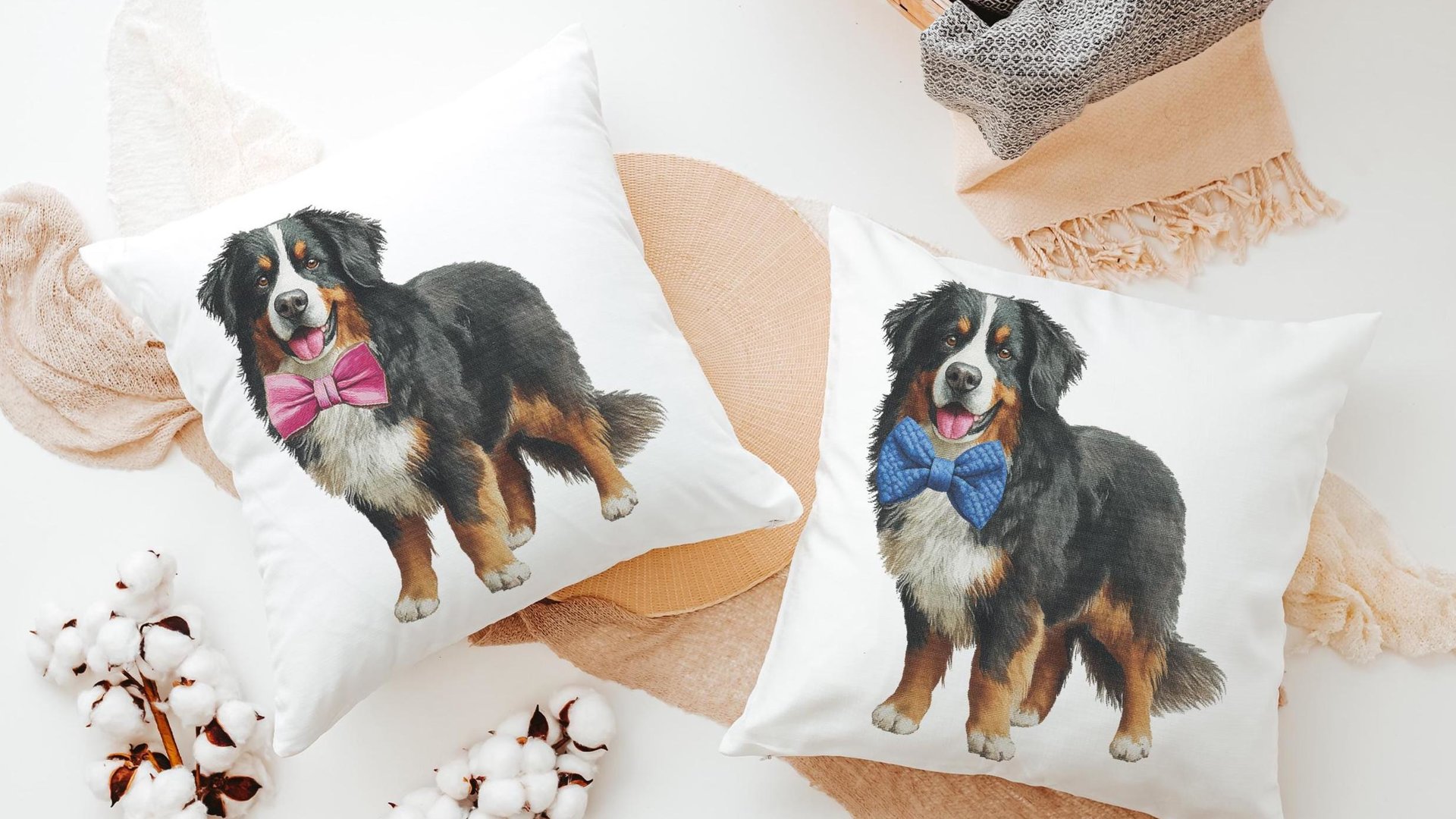 Bernese mountain dog throw pillows
