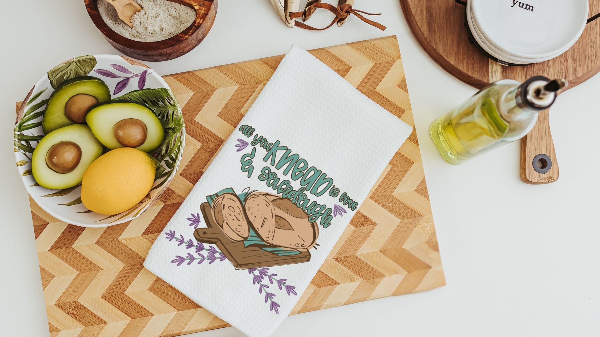 all you knead is love funny kitchen towels for women, bread baking gift for her, cute sourdough hand towels for wedding gift, baker girl