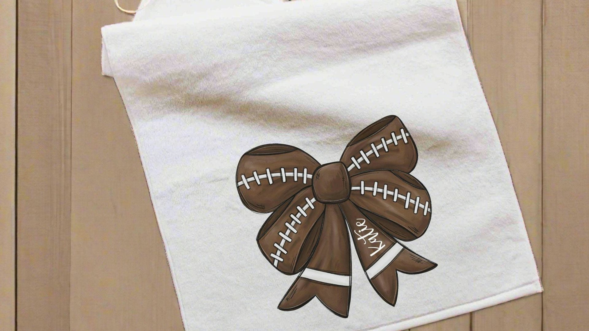personalized football coquette bow football rally towel, custom game day football bow sports towel with name, cute football mom gifts, cheer
