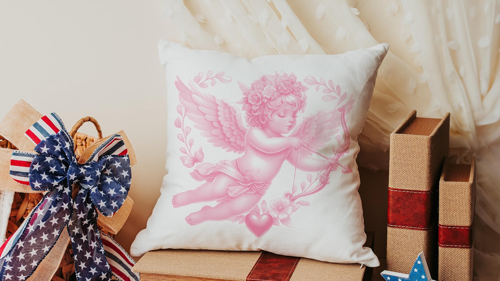 baby pink cupid coquette Valentines throw pillow covers 18x18, Galentines day gifts for friends, Valentines day decorative pillows for girls