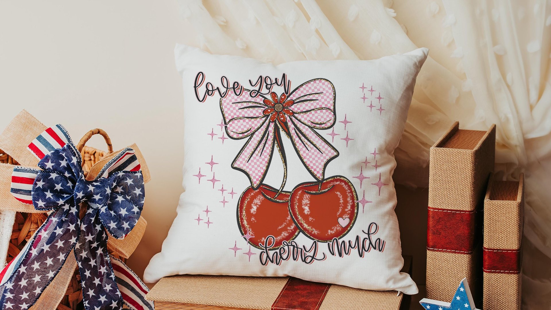 love you cherry much throw pillows for couch red cherry decor for room, Valentines Day decorative pillow covers 18x18, Galentines day gifts