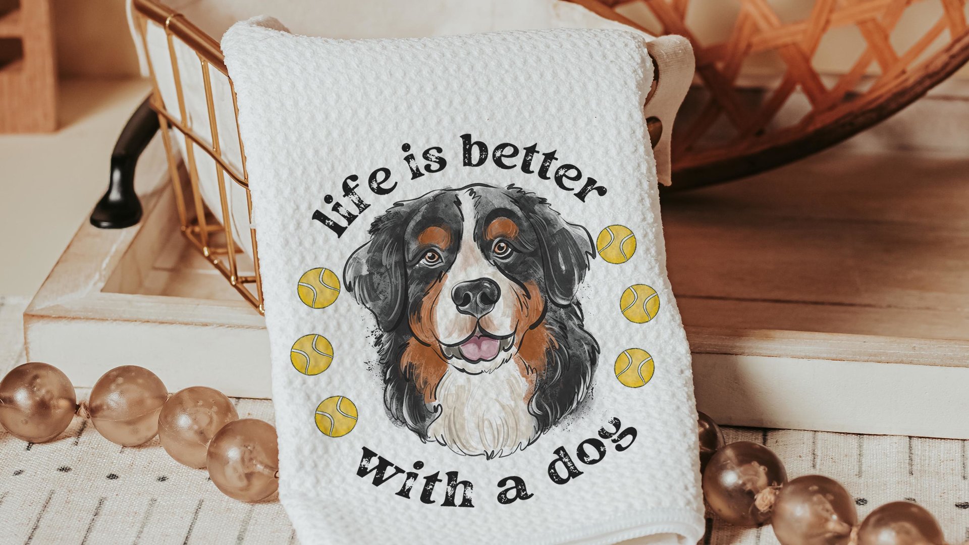 Life is better with a dog throw pillow & towel