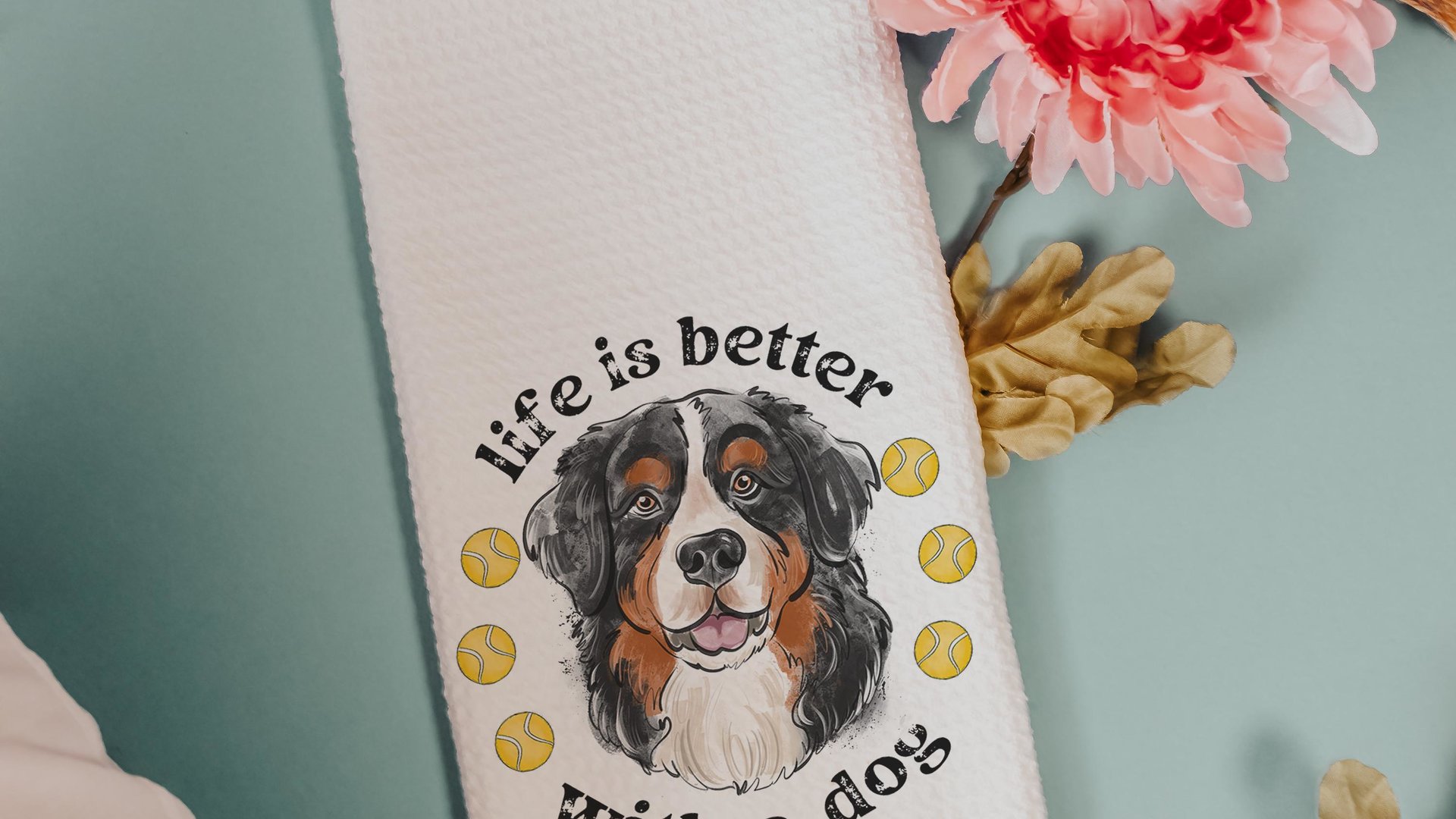 Life is better with a dog throw pillow & towel
