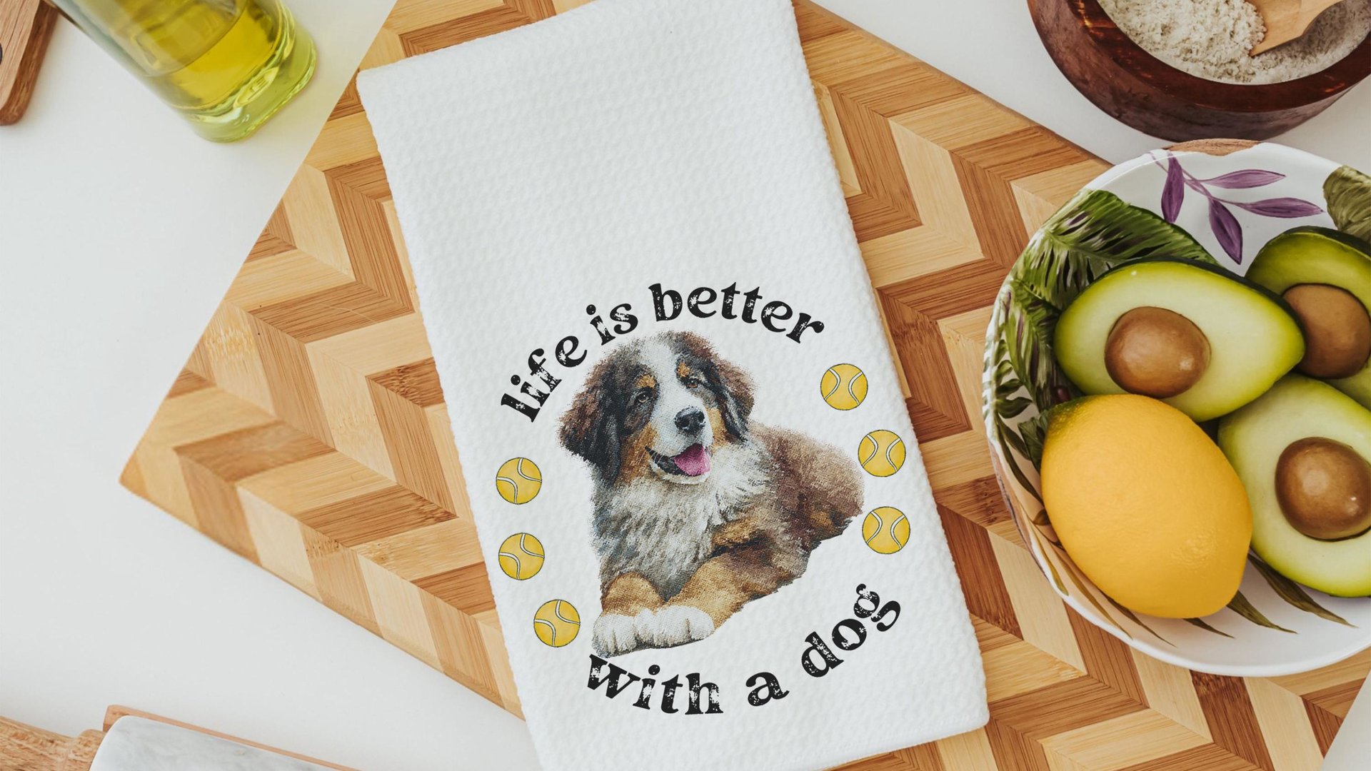 Life is better with dogs throw pillows & towels