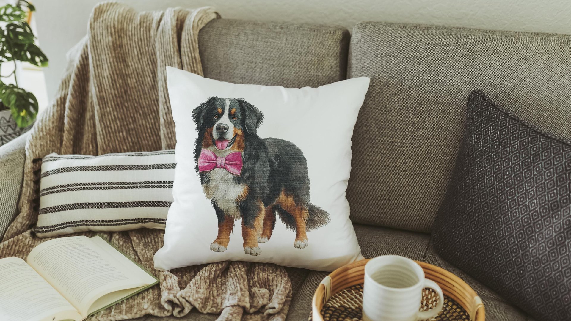 Bernese mountain dog throw pillows