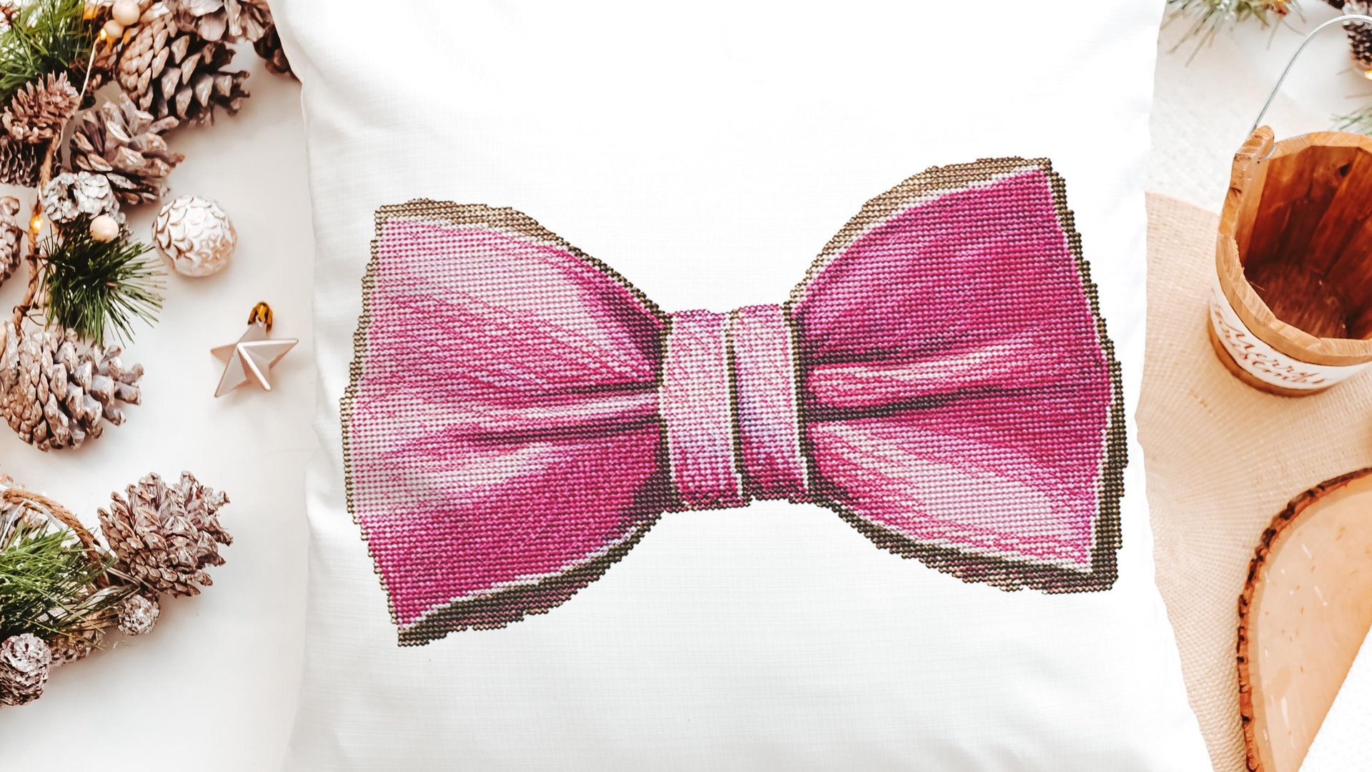 pink bow coquette throw pillow for little girls, trendy nursery decor girl mom gift, toddler girl room decor, cute pillows for girls, accent