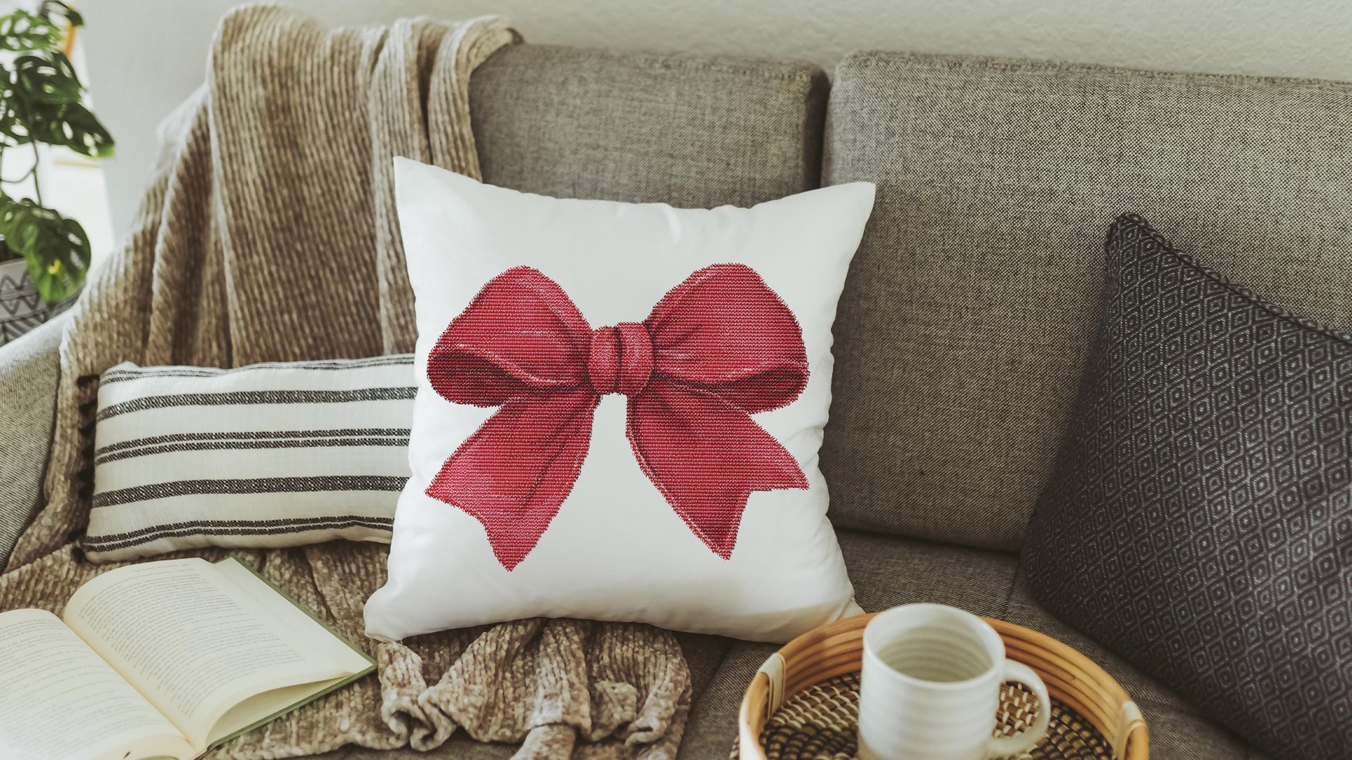 Red coquette bow decorative 