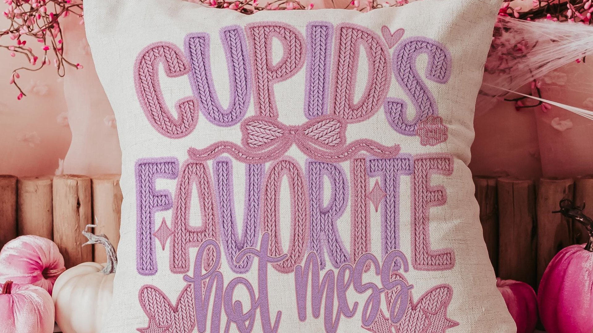 cupids favorite hot mess funny throw pillows for couch, bestie gifts for women, sarcastic Valentines day best selling gifts Etsy shops, faux