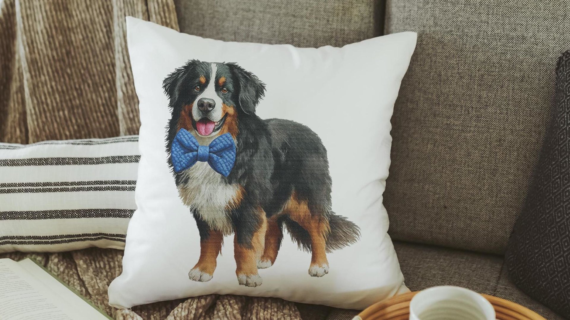 Bernese mountain dog throw pillows