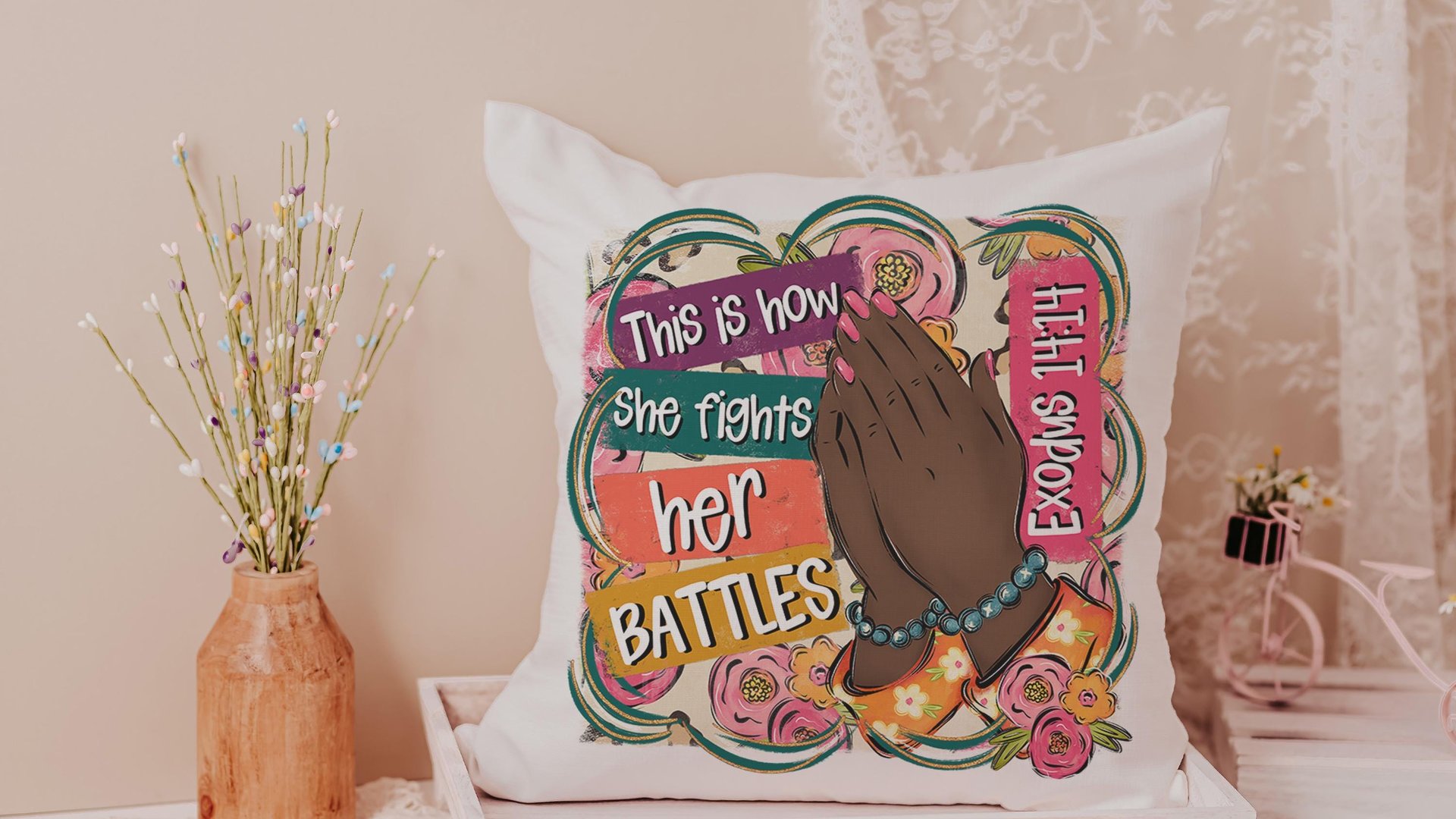 this is how I fight my battles faith based kitchen towel for aunt, Christian gifts for best friends, Exodus 14:14 Bible verse kitchen decor