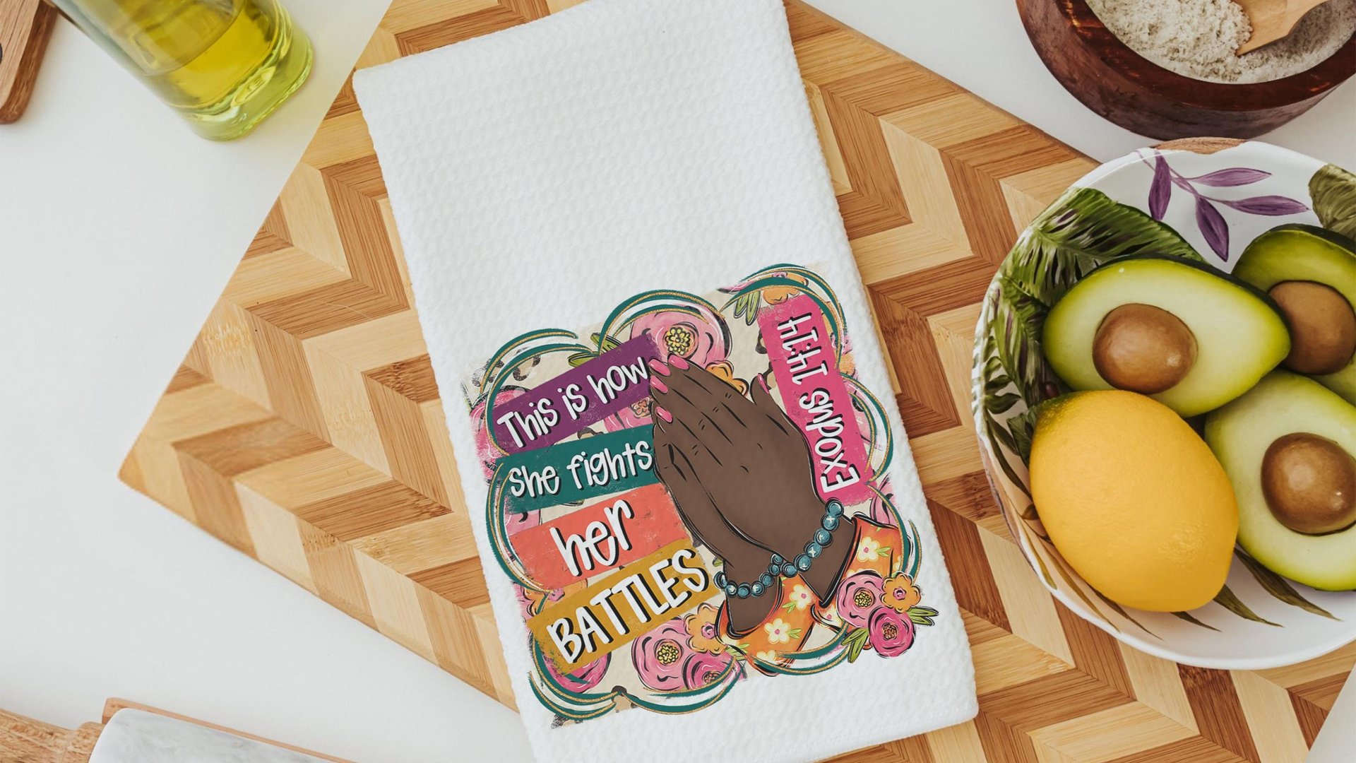 this is how I fight my battles faith based kitchen towel for aunt, Christian gifts for best friends, Exodus 14:14 Bible verse kitchen decor