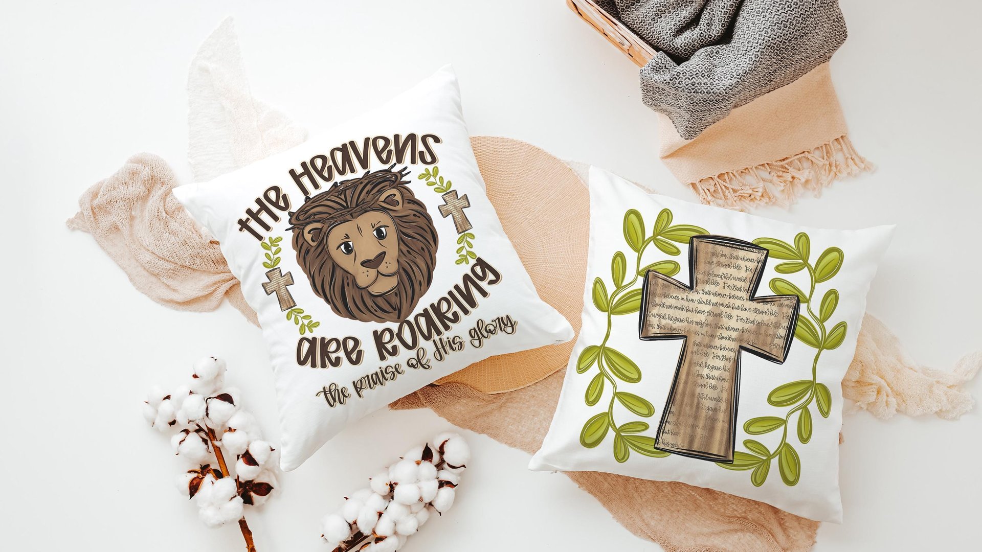 the Heavens are roaring lion throw pillows for couch unique Christian gifts for kids, religious nursery decor boy, baptism gift for grandson