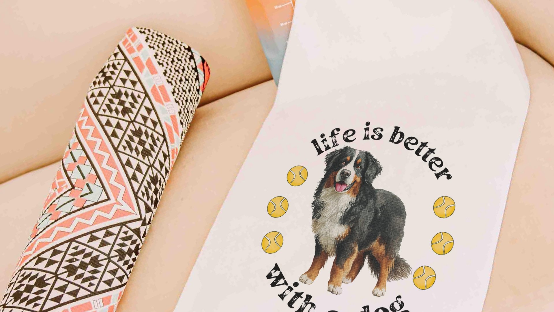 life is better with a dog tennis towels for women, tennis mom sweat towel with loop, unique dog mom gifts, best gifts for dog lovers, gym