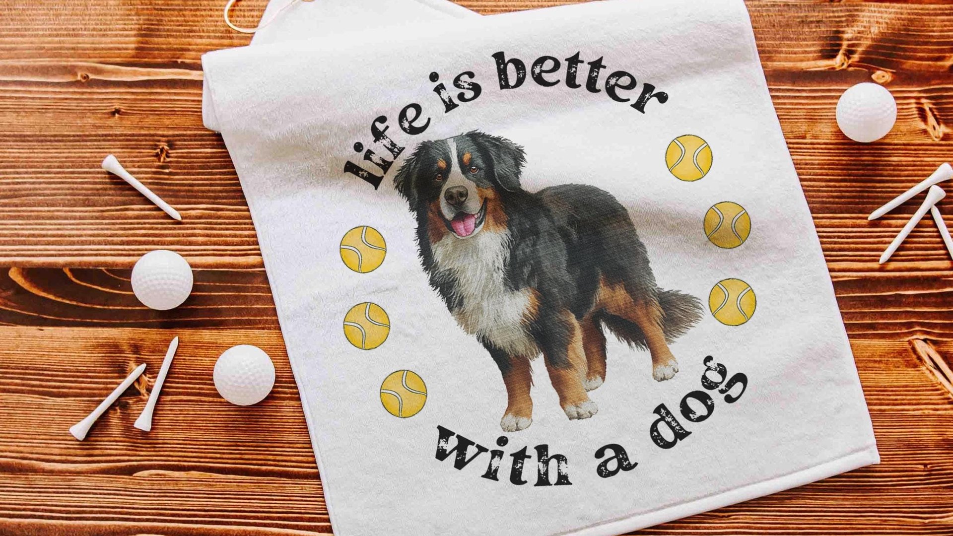 life is better with a dog tennis towels for women, tennis mom sweat towel with loop, unique dog mom gifts, best gifts for dog lovers, gym