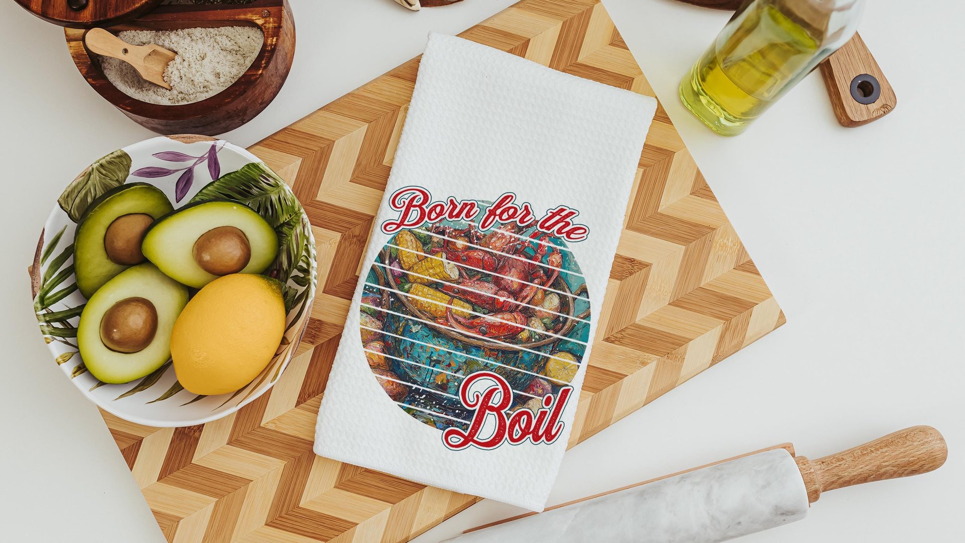 Born for the boil crawfish kitchen towels, Creole cooking crawfish boil Cajun kitchen decor, pinch the tail Louisiana gifts, Southern gifts