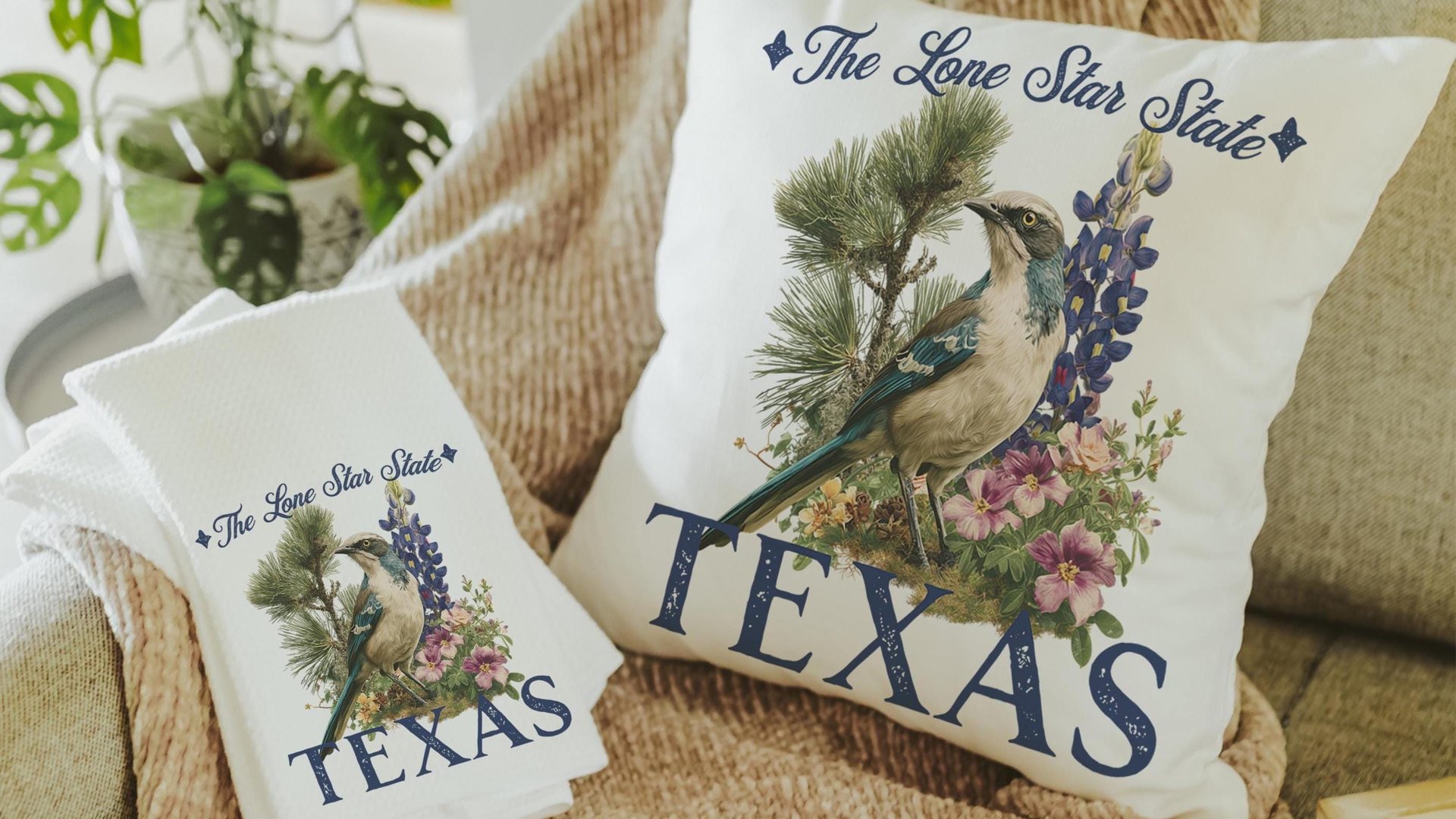 orange blossoms Florida state flower accent pillows for bed, Florida gifts for women, lanai throw pillows for couch floral bird northern