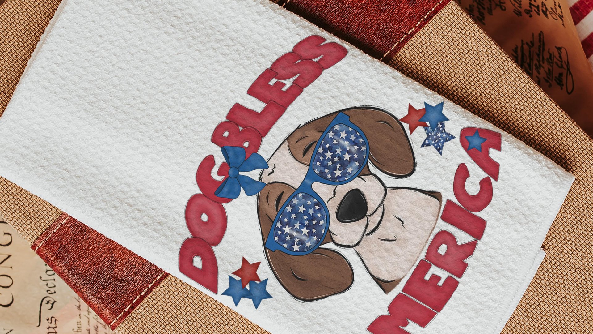dog bless America beagle throw pillows for lake house, red white and blue patriotic dog decorations for home, 4th of July beagle gifts, cute