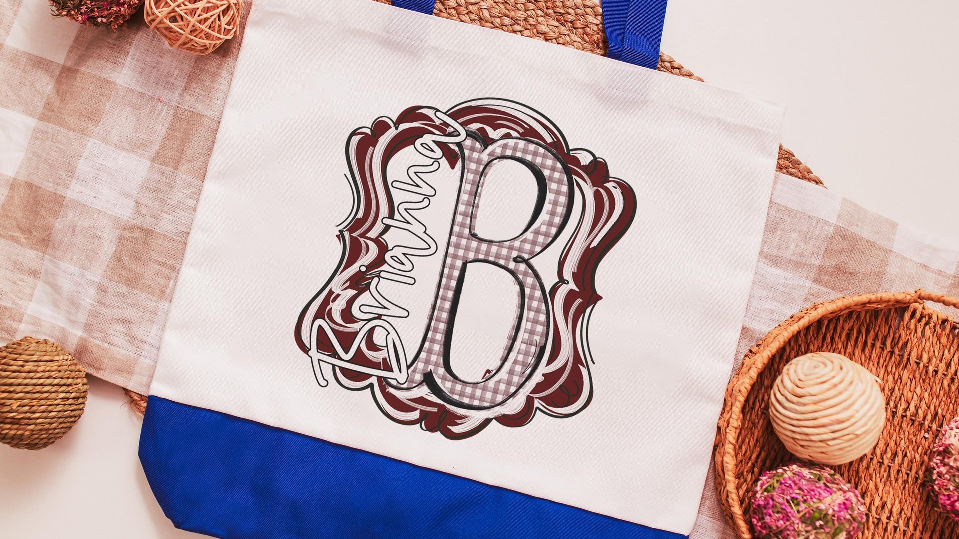 personalized initial tote bag for bridesmaids, carolina blue school spirit accessories, custom name tote bag for girls, best gifts for her