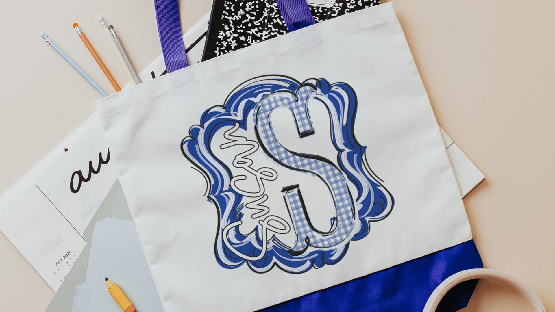 personalized initial tote bag for bridesmaids, carolina blue school spirit accessories, custom name tote bag for girls, best gifts for her