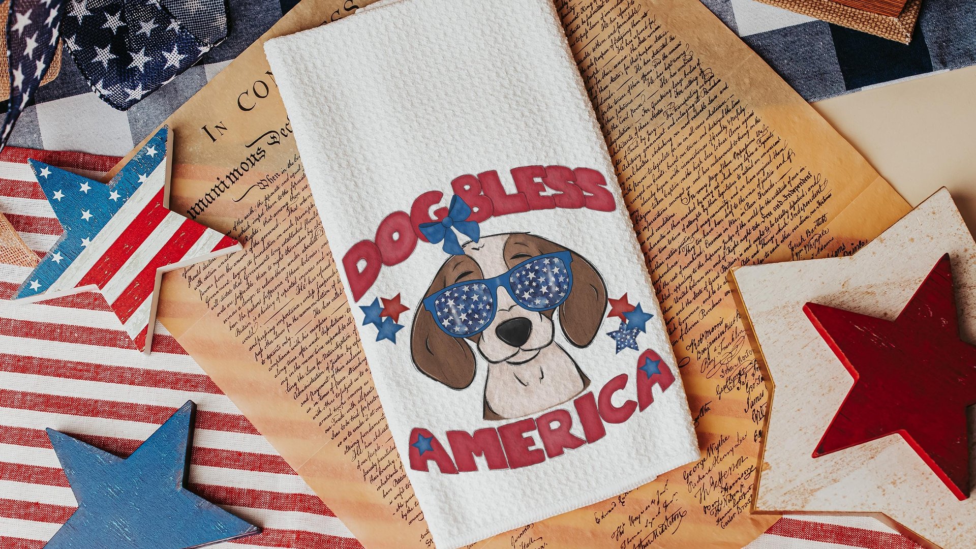 dog bless America beagle throw pillows for lake house, red white and blue patriotic dog decorations for home, 4th of July beagle gifts, cute