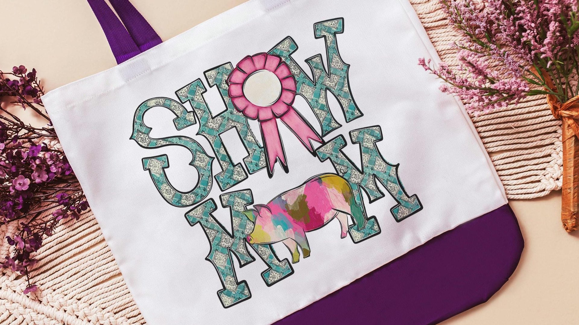 show mom pig tote bags for women, raising pigs country girl gifts, farmers market bag for sister, Berkshire pig gifts for pig lovers, Duroc