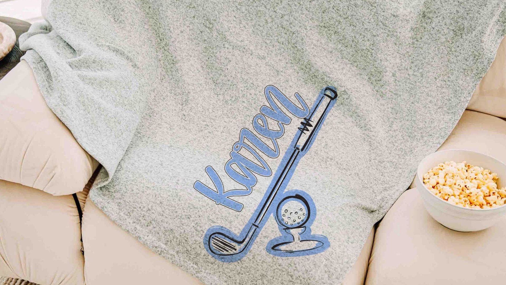 personalized golf blanket woman golfer graduate gift, carolina blue golf decor high school golf girls name throw blanket, college golf gifts