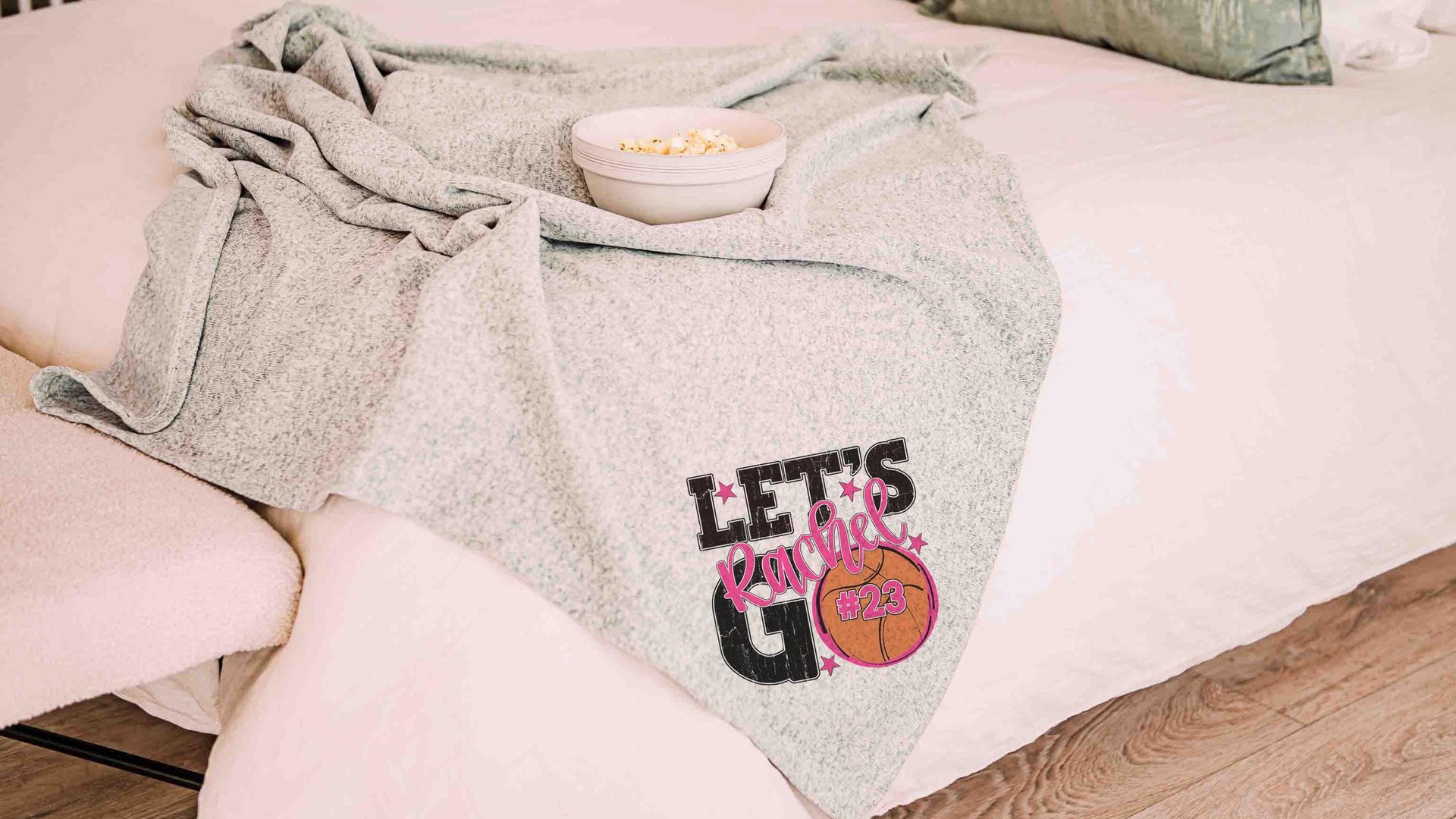 personalized team number basketball blanket for girls basketball player gifts, blue school spirit dorm blanket custom name blanket 50 x 60