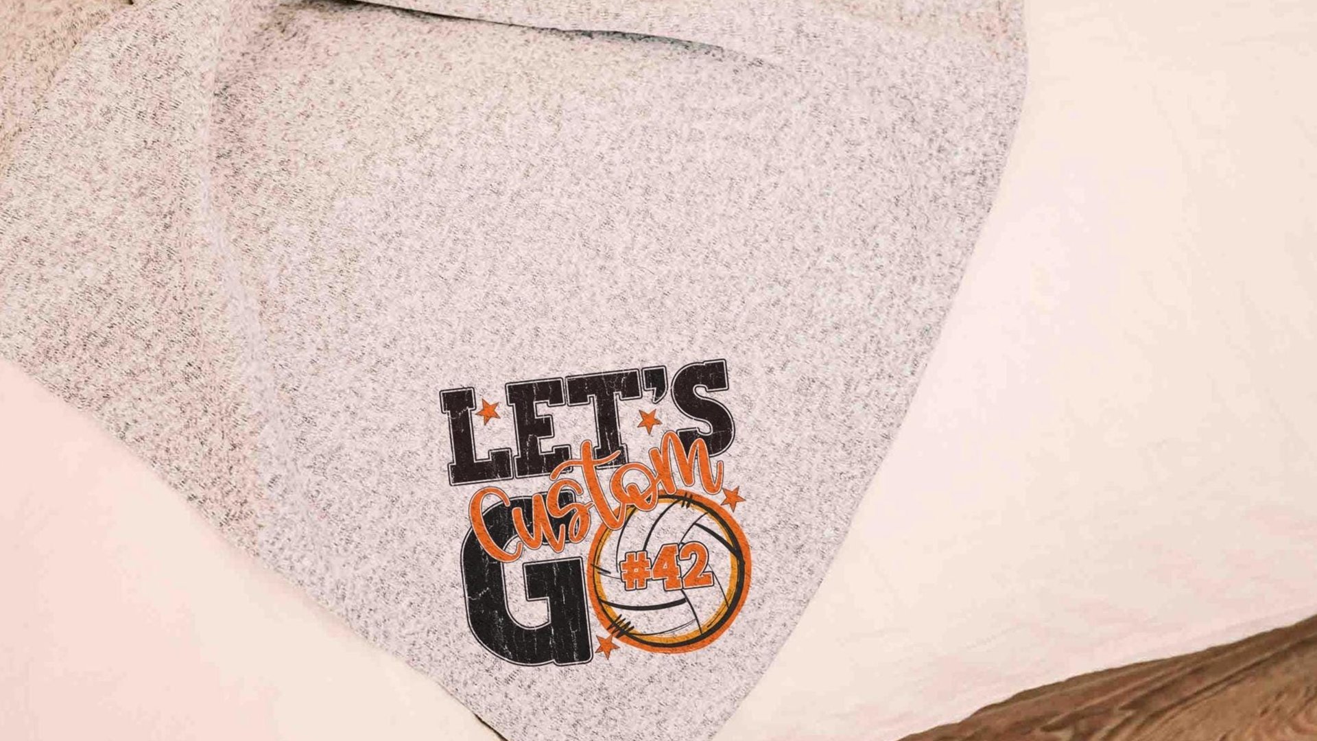 personalized team number volleyball blanket for girls, blue school spirit dorm blanket custom name throw blanket 50 x 60, volleyball gifts