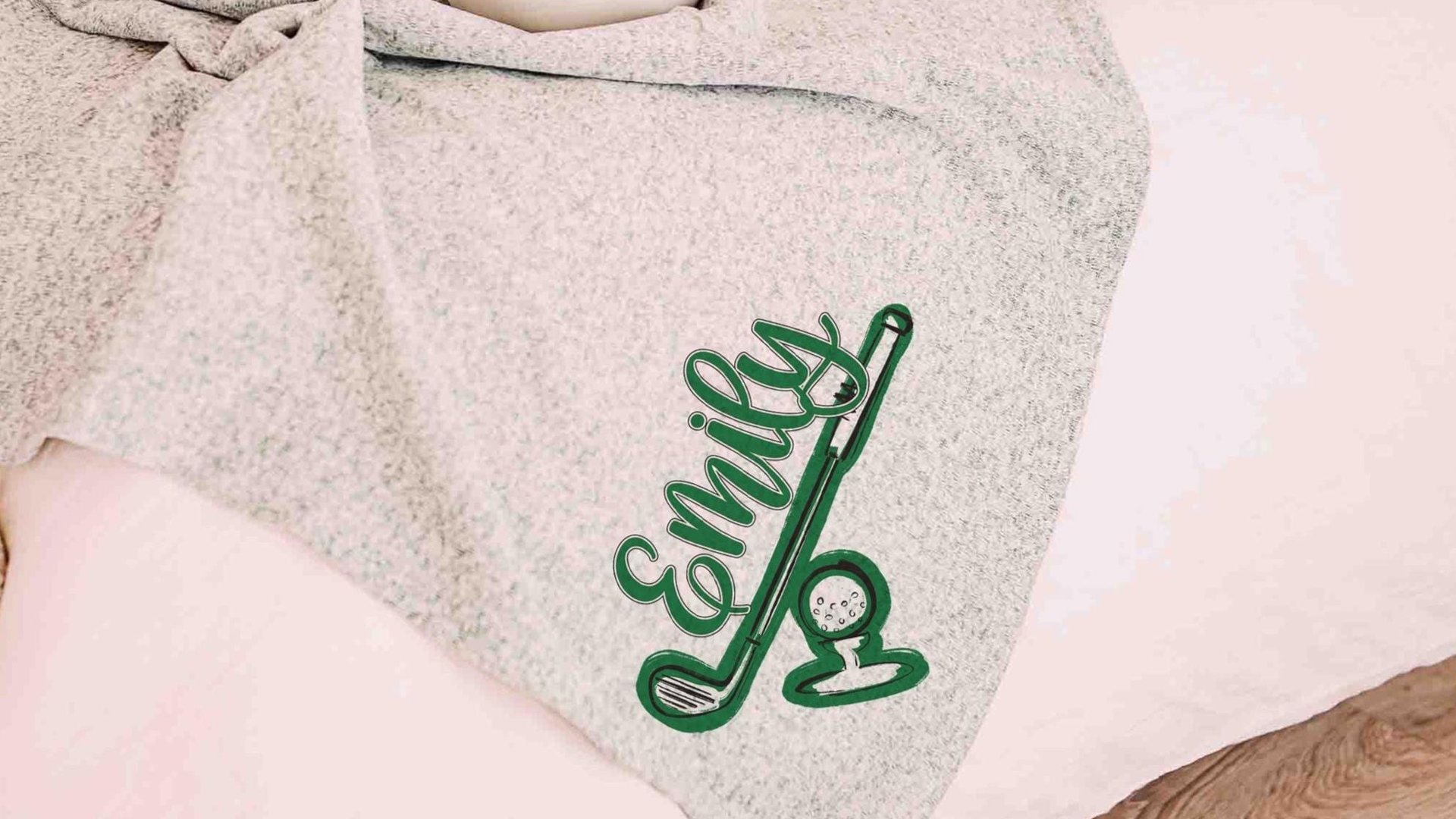 personalized golf blanket woman golfer graduate gift, carolina blue golf decor high school golf girls name throw blanket, college golf gifts