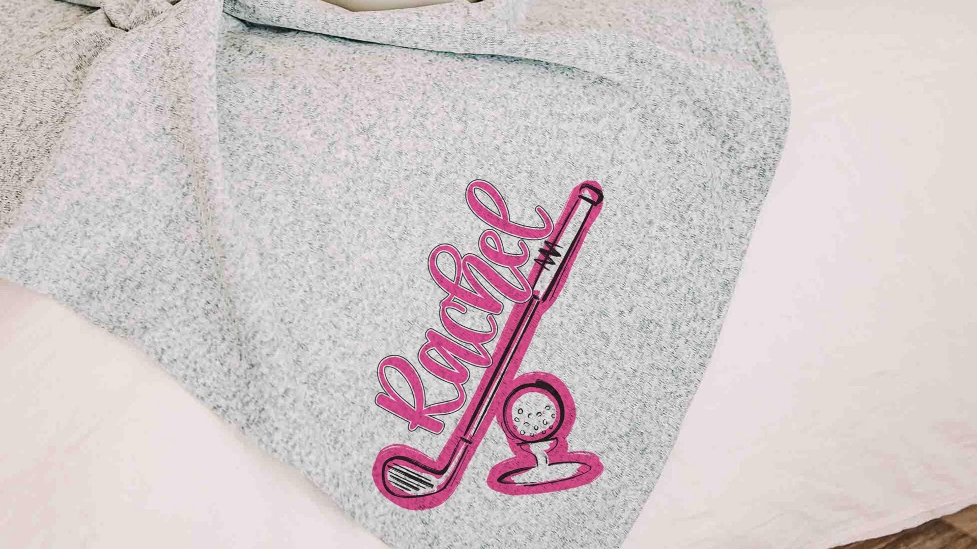 personalized golf blanket woman golfer graduate gift, carolina blue golf decor high school golf girls name throw blanket, college golf gifts