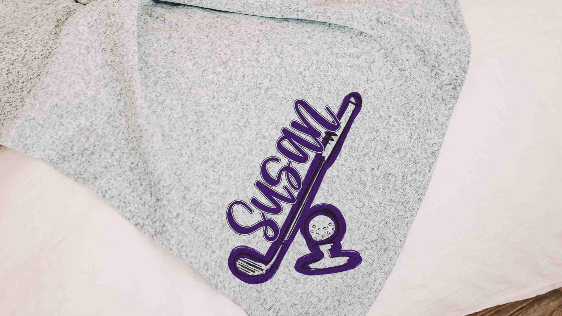 personalized golf blanket woman golfer graduate gift, carolina blue golf decor high school golf girls name throw blanket, college golf gifts