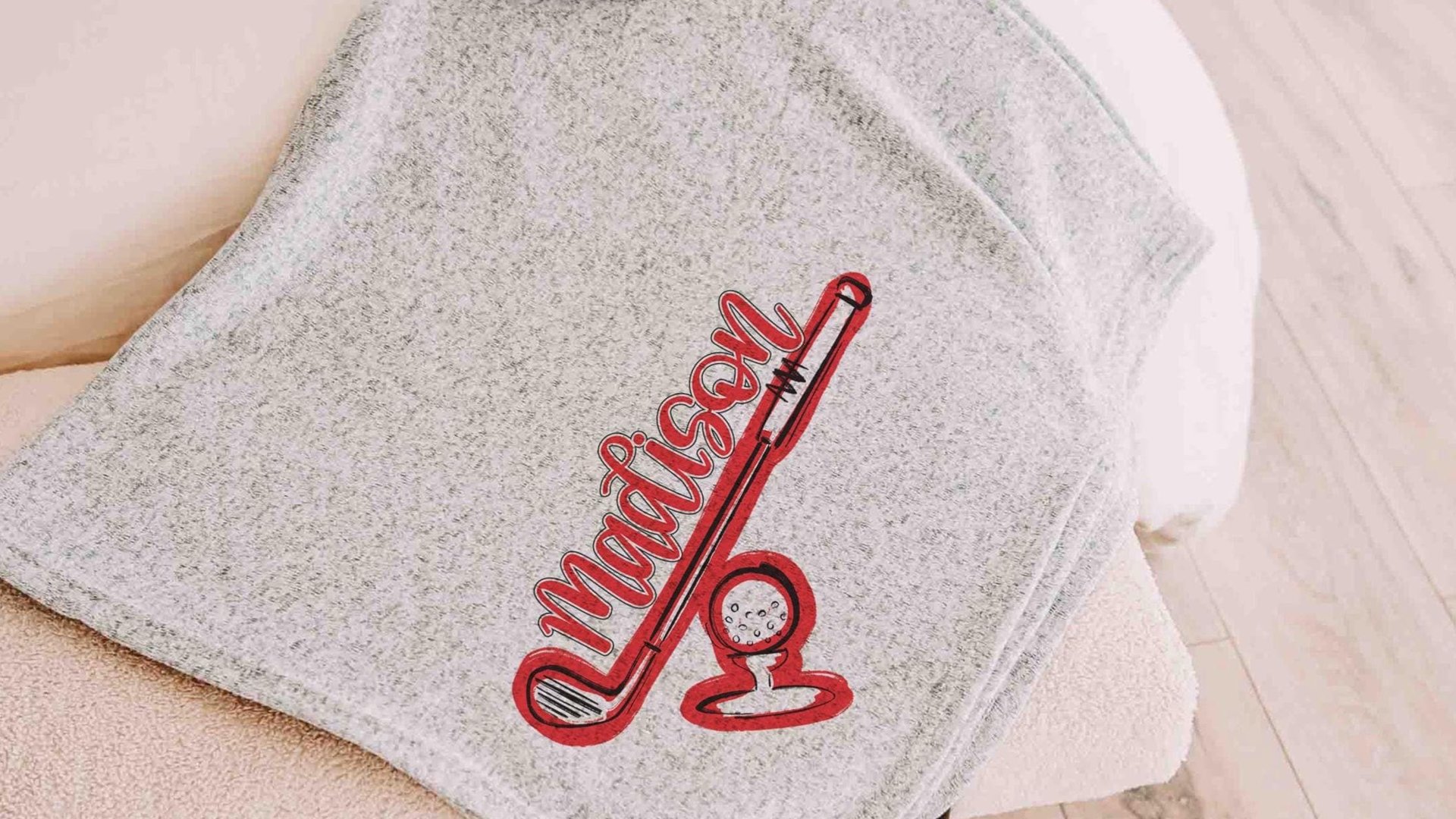 personalized golf blanket woman golfer graduate gift, carolina blue golf decor high school golf girls name throw blanket, college golf gifts