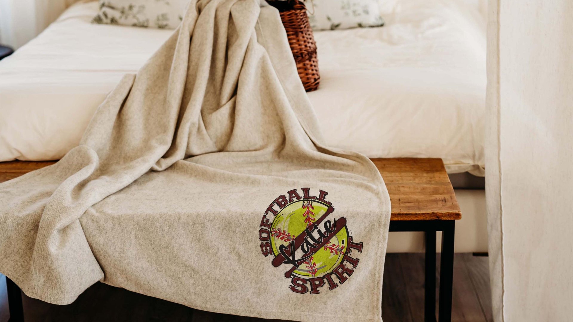 Personalized softball spirit name blanket 50 x 60, softball Mothers day gift for mother in law, carolina blue name throw blanket for sofa