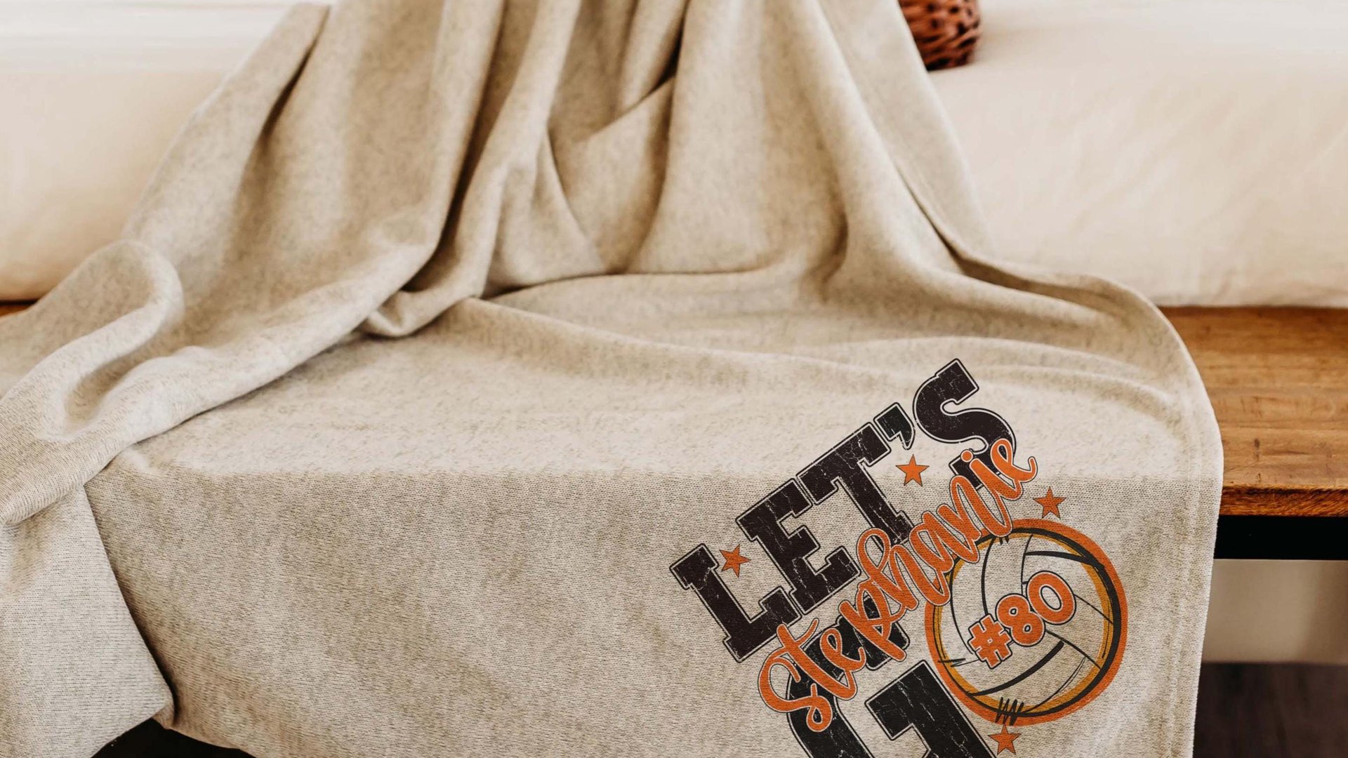 personalized team number volleyball blanket for girls, blue school spirit dorm blanket custom name throw blanket 50 x 60, volleyball gifts