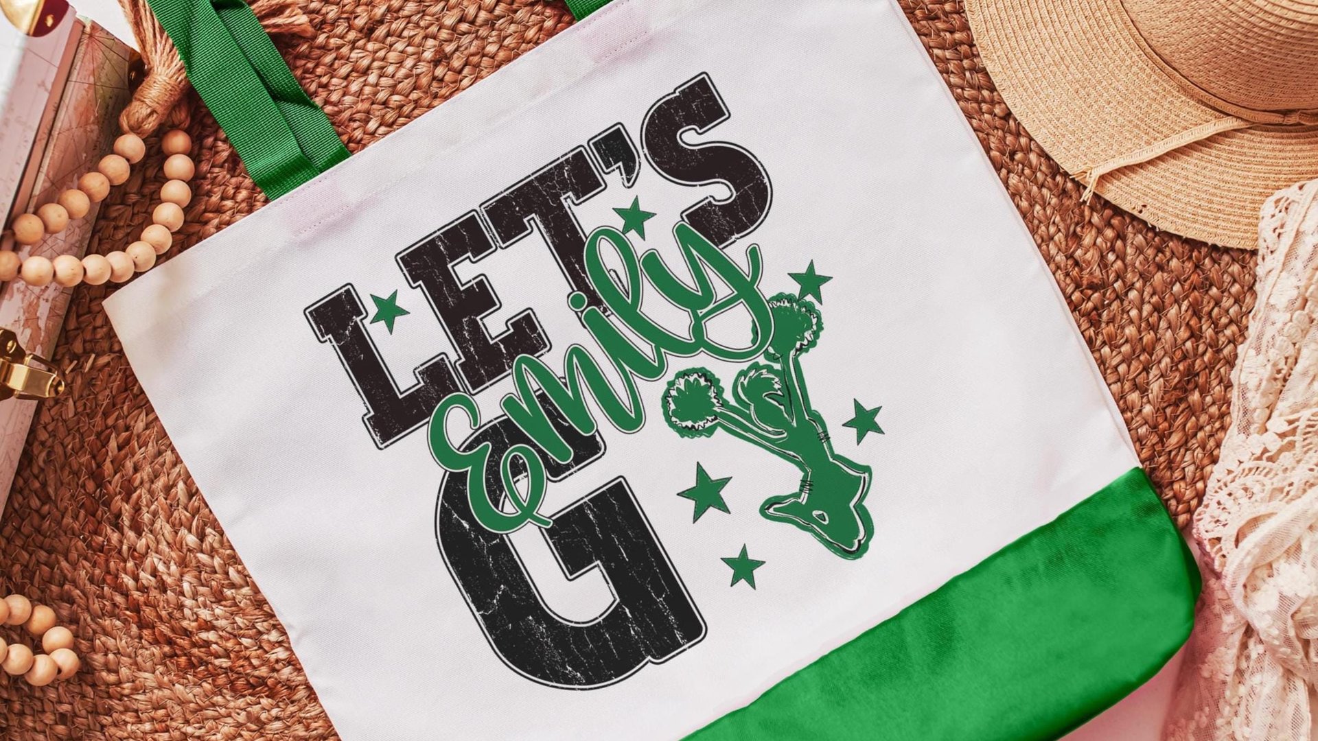 personalized cheerleading tote bag for girls, cheer wristlet with name, high school graduation gifts for daughter, 2026 cheer senior gifts